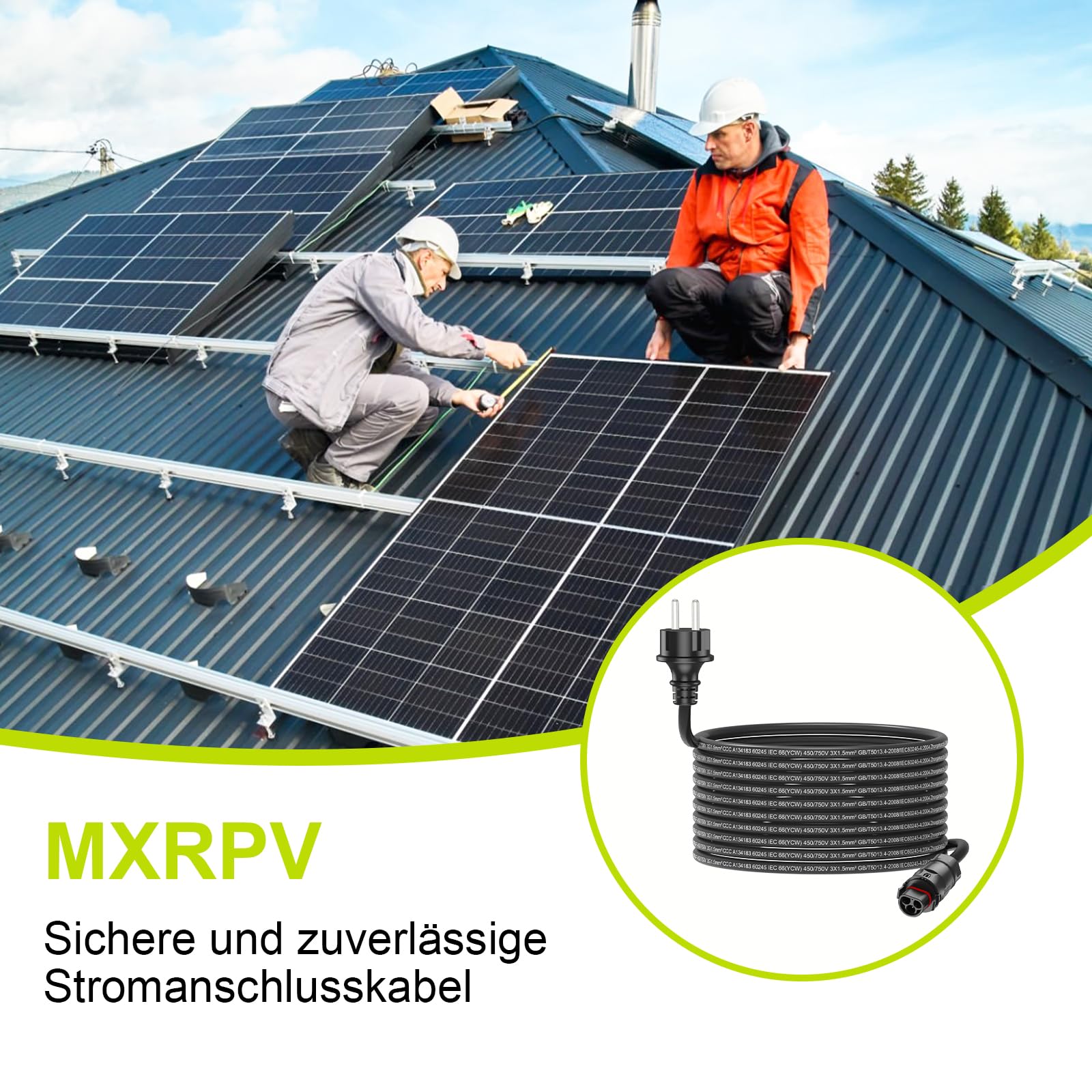 LY01 Kabel 2/3/5/10M,LY01 zu Schuko Adapter Kabel,LY-01 Buchse auf Schuko Stecker AC Anschlusskabel,Solar PV Steckdose für die Deye Mikrowechselrichter SUN-Serie (5 meter)