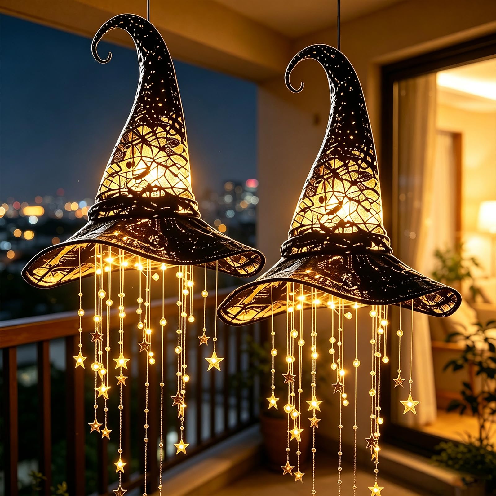 Campanellino Cappello Strega Illuminato, Eolico Gotico Halloween (2Pcs)