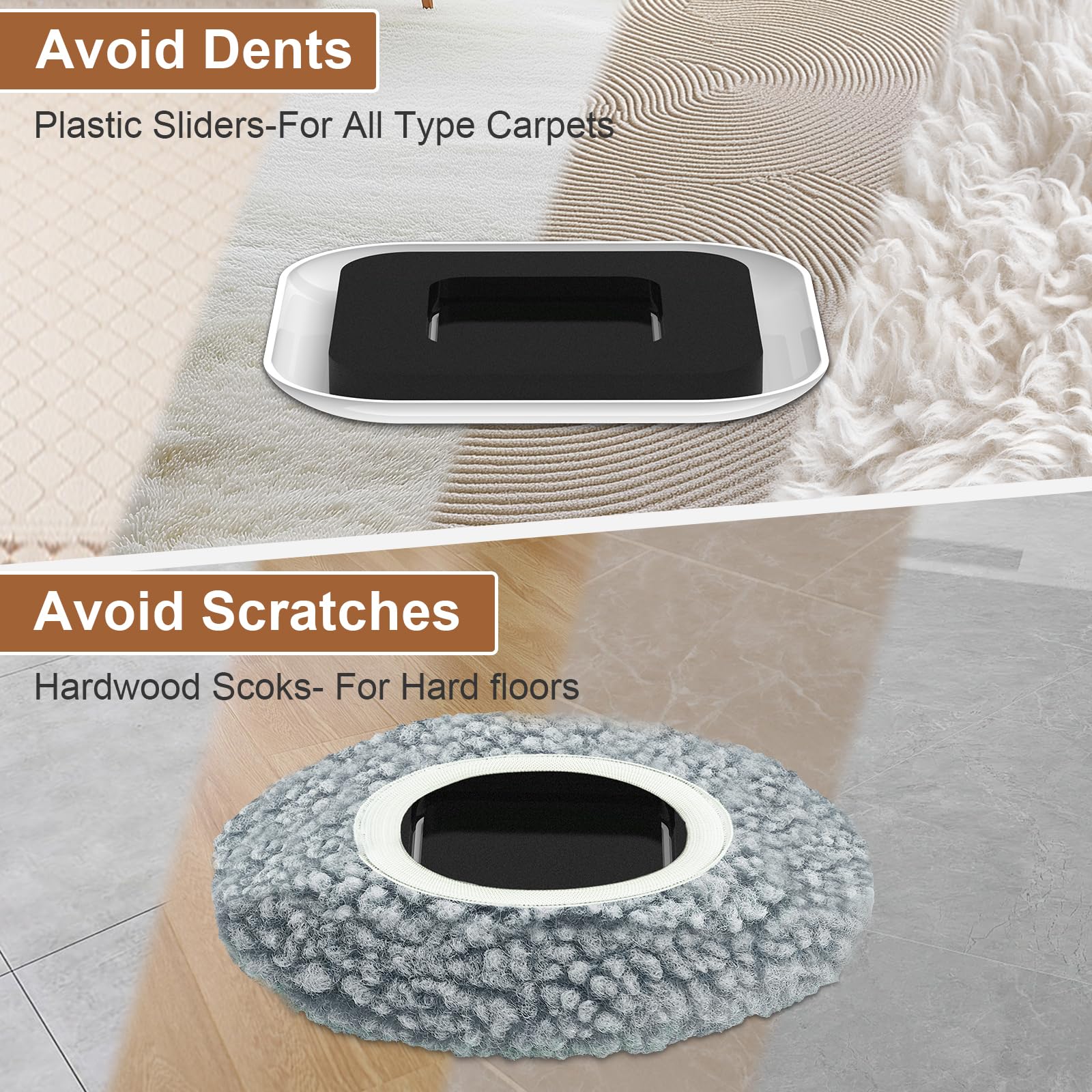 NIUXX Furniture Sliders for Carpet 8+8 Pack Appliance Sliders with Anti-Slip Groove - Image 4