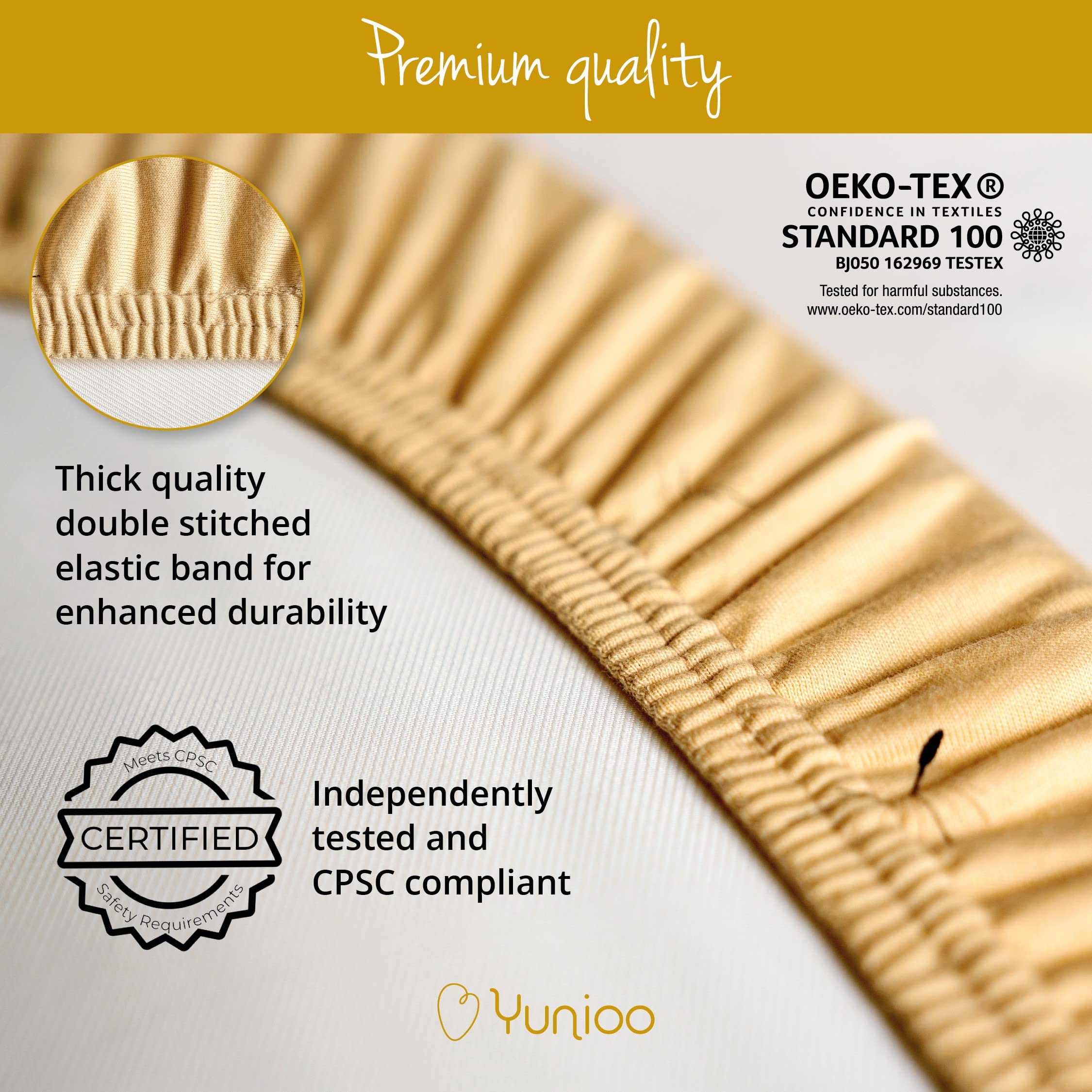 YUNIOO Lot de 3 draps-Housses pour couffin, Berceau, Landau, Panier à Langer et Housse de Matelas à Langer. 100% Coton Doux pour différents Matelas. 80 x 40 cm
