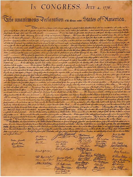 Amazon.com: The Declaration of Independence Poster,4th of July,USA ...