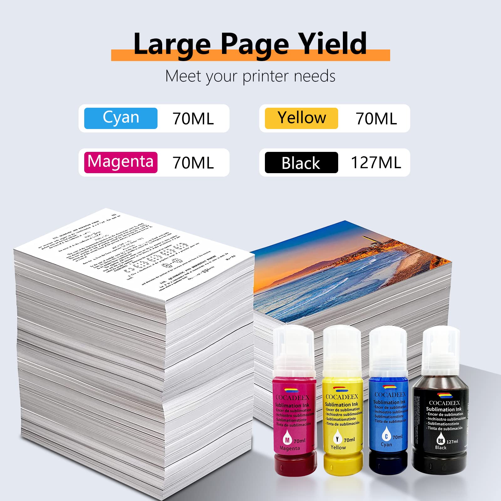 Les encres de Sublimation compatibles avec Les imprimantes ET-2710 ET-2800 ET-2850 ET-3710 ET-4760 ET- 15000 ET-16600 ET- 4750 ST-2000 ST-3000 ST-4000 ET-2700 ET-3700 ET-7700 ET-4800 ET-4850