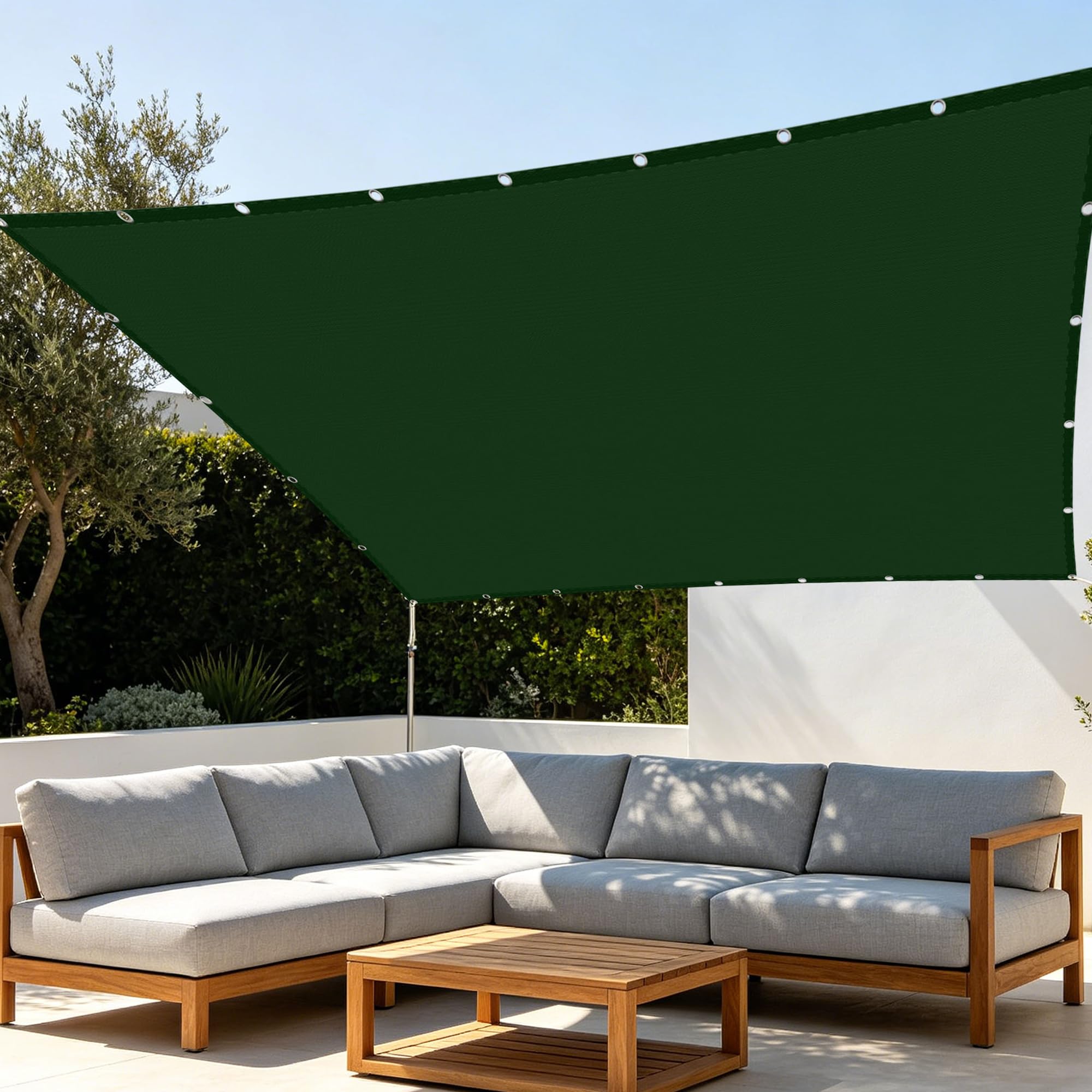 Voile d'ombrage rectangulaire contre la chaleur et la pluie sur le balcon