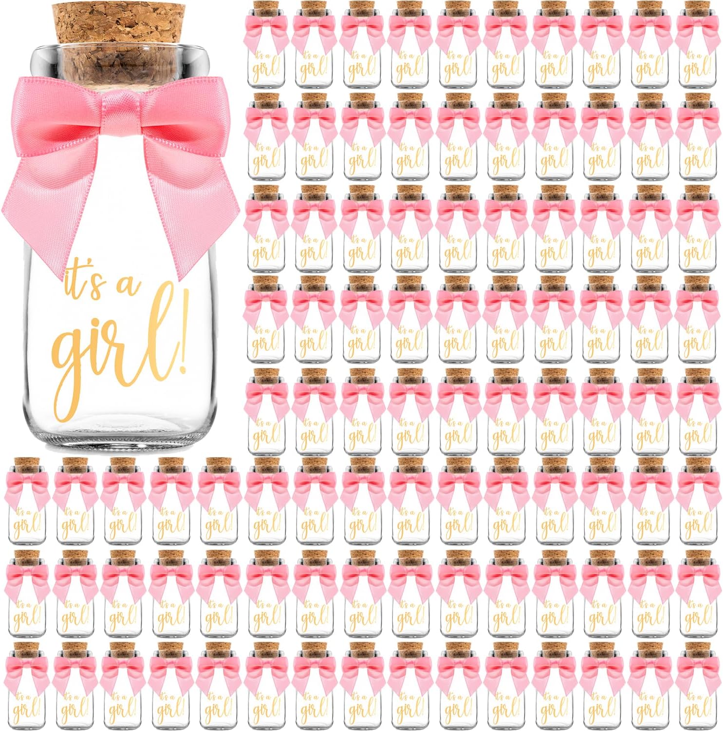96 Pack Vintage Milk Glass Bottles - Girl Baby Shower Favors and Table Centerpieces - Sturdy Candy Jars