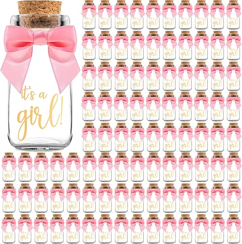 Miniatura 26 de Paquete de 12 Vintage Es un Niño Botellas de Vidrio de Leche con Cintas y Calcomanías - Elegantes Regalos de Baby Shower para Invitados y Centros