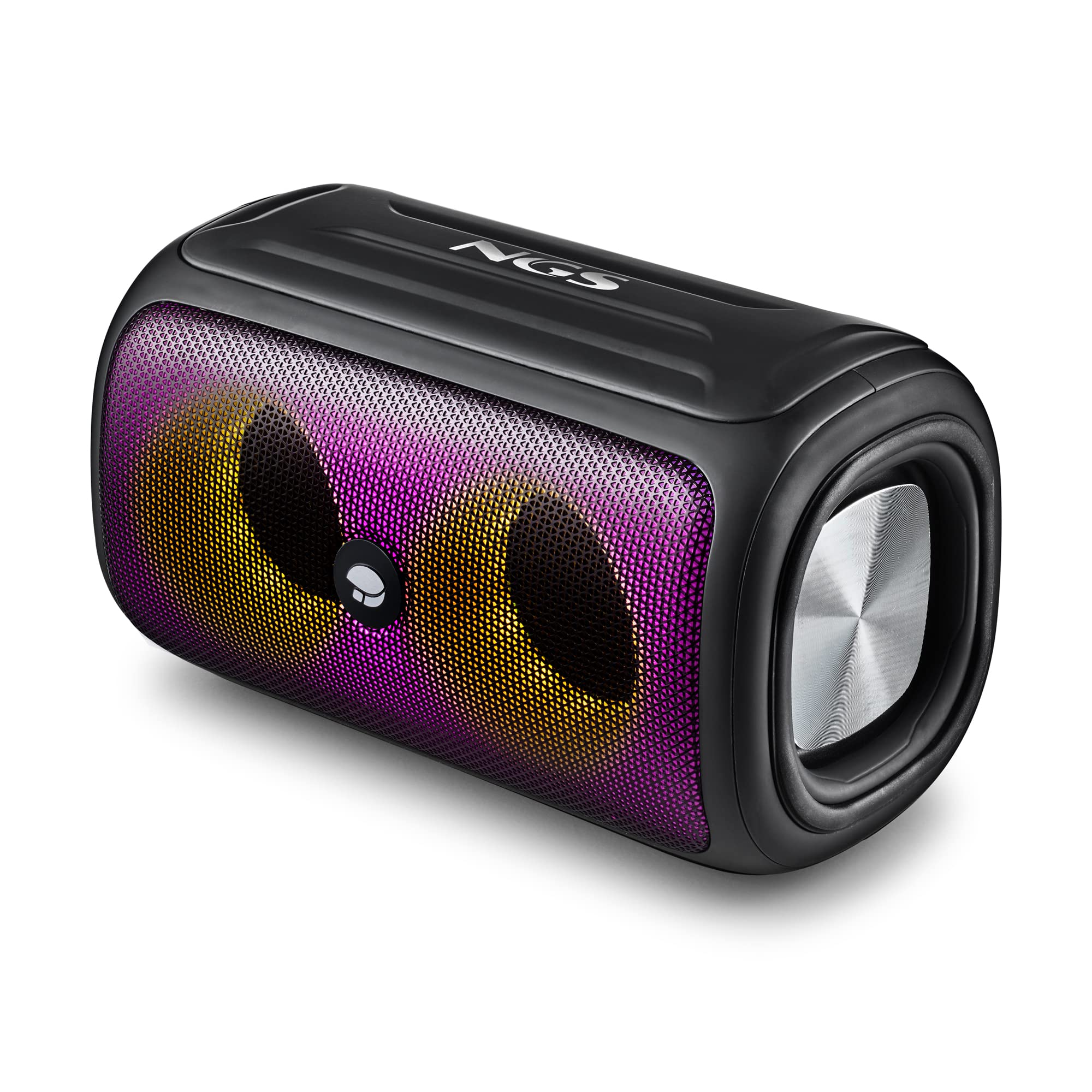 NGS ROLLER BEAST BLACK - Potente Altoparlante Portatile da 32 W Compatibile con Bluetooth 5.0 e Tecnologia TWA, Luci RGB, IPX5 Resistente all'acqua e alla Polvere, Microfono, Vivavoce, Nero.