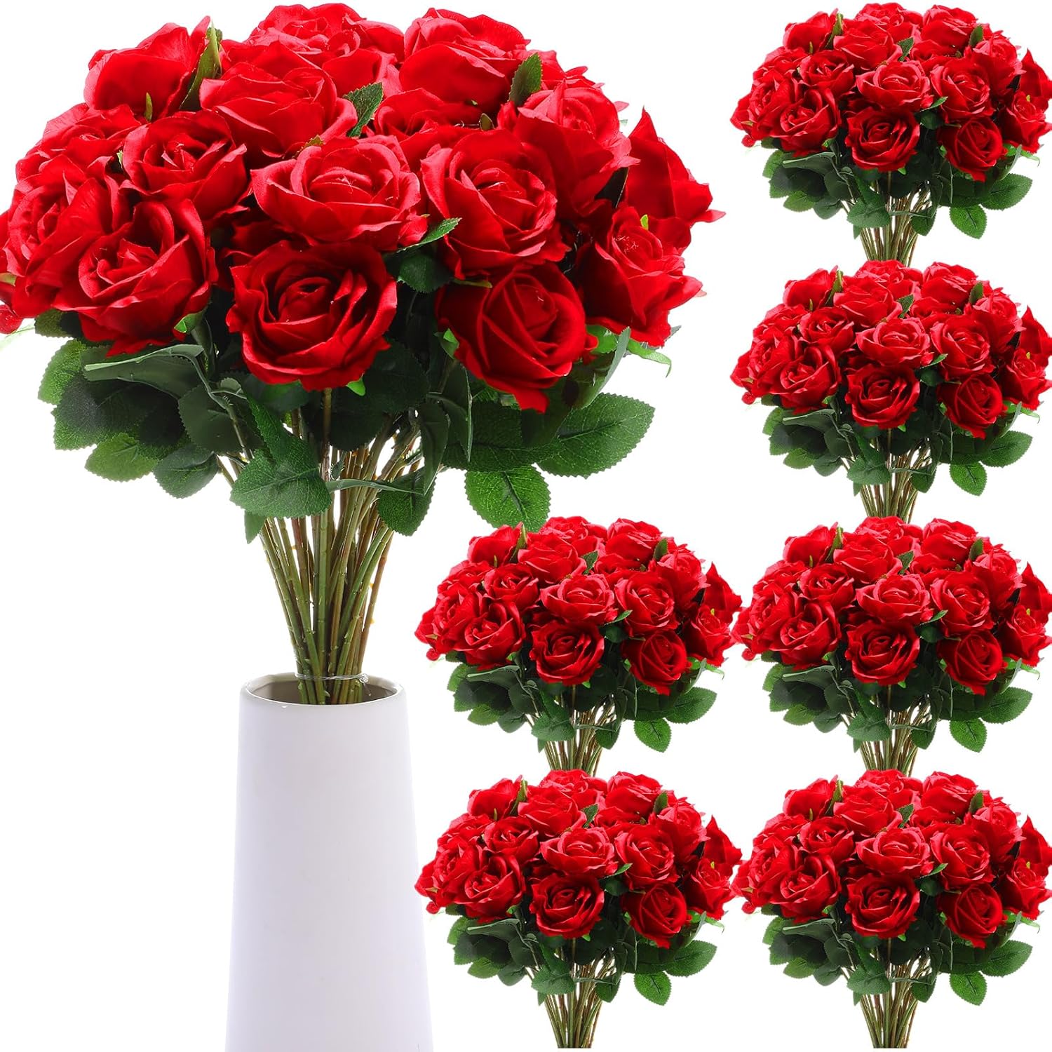 Amazon.com: Retrowavy 200 Pcs Artificial Rose Flowers Bulk Fake Silk ...