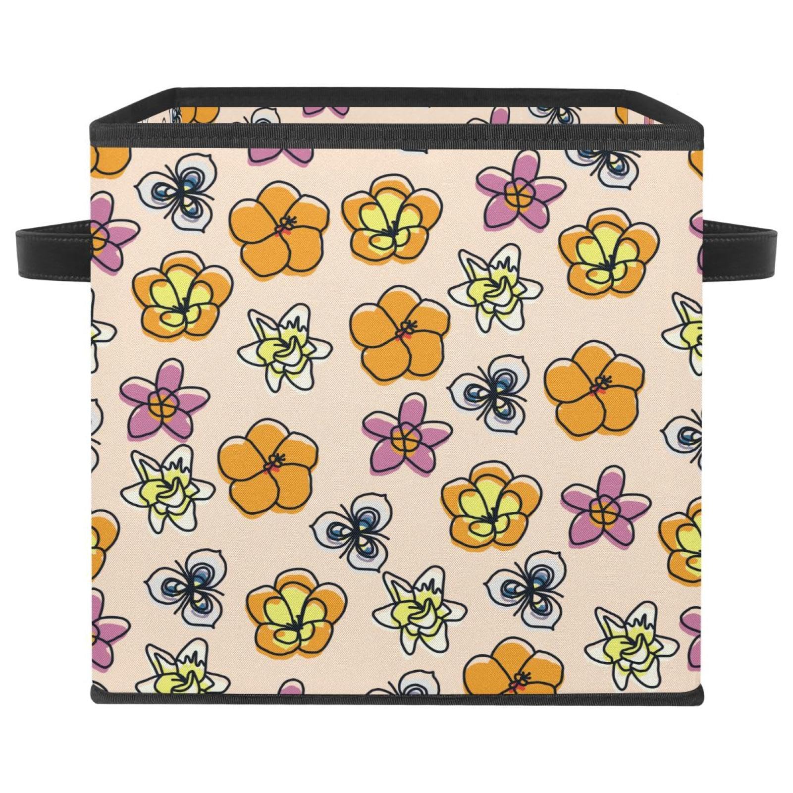 Cube de rangement en tissu à motif floral mignon pour décorer la chambre
