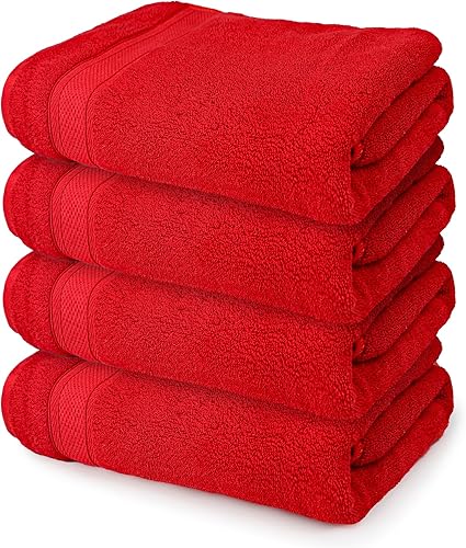 MoNiBloom Juego de 4 toallas de baño 100% algodón para baño, hogar, hotel, spa, gimnasio, yoga, ducha, altamente absorbentes, ultra suaves, de