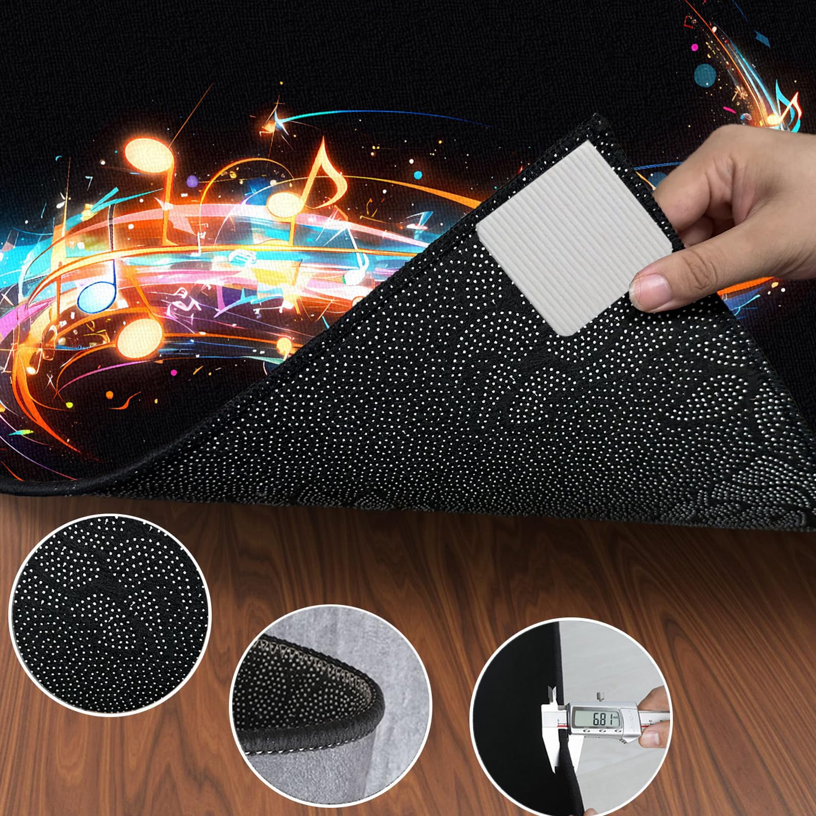 230 x 200 cm Dźwiękoszczelny dywanik do baterii elektronicznych, dywanik bębnowy, dywanik perkusyjny, mata na perkusję, maty na instrumenty muzyczne, antypoślizgowe maty prostokątne