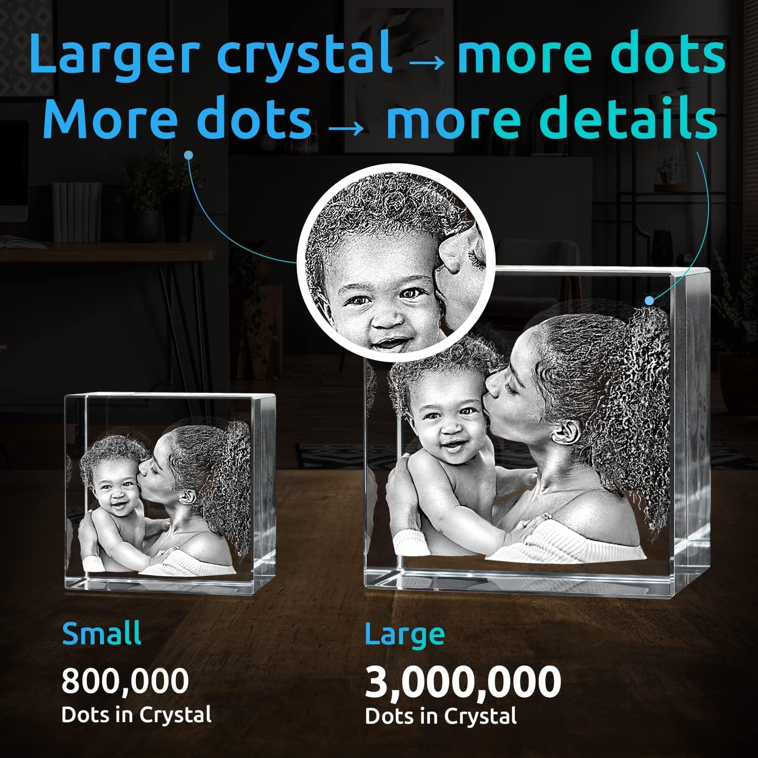 ArtPix 3D Crystal Photo, Personalized Gifts for Women, Wife, Her, Him, Men, Grandma, Great Customized Gift With Your Own Photo, Custom Glass 3D Laser Etched Picture Wedding