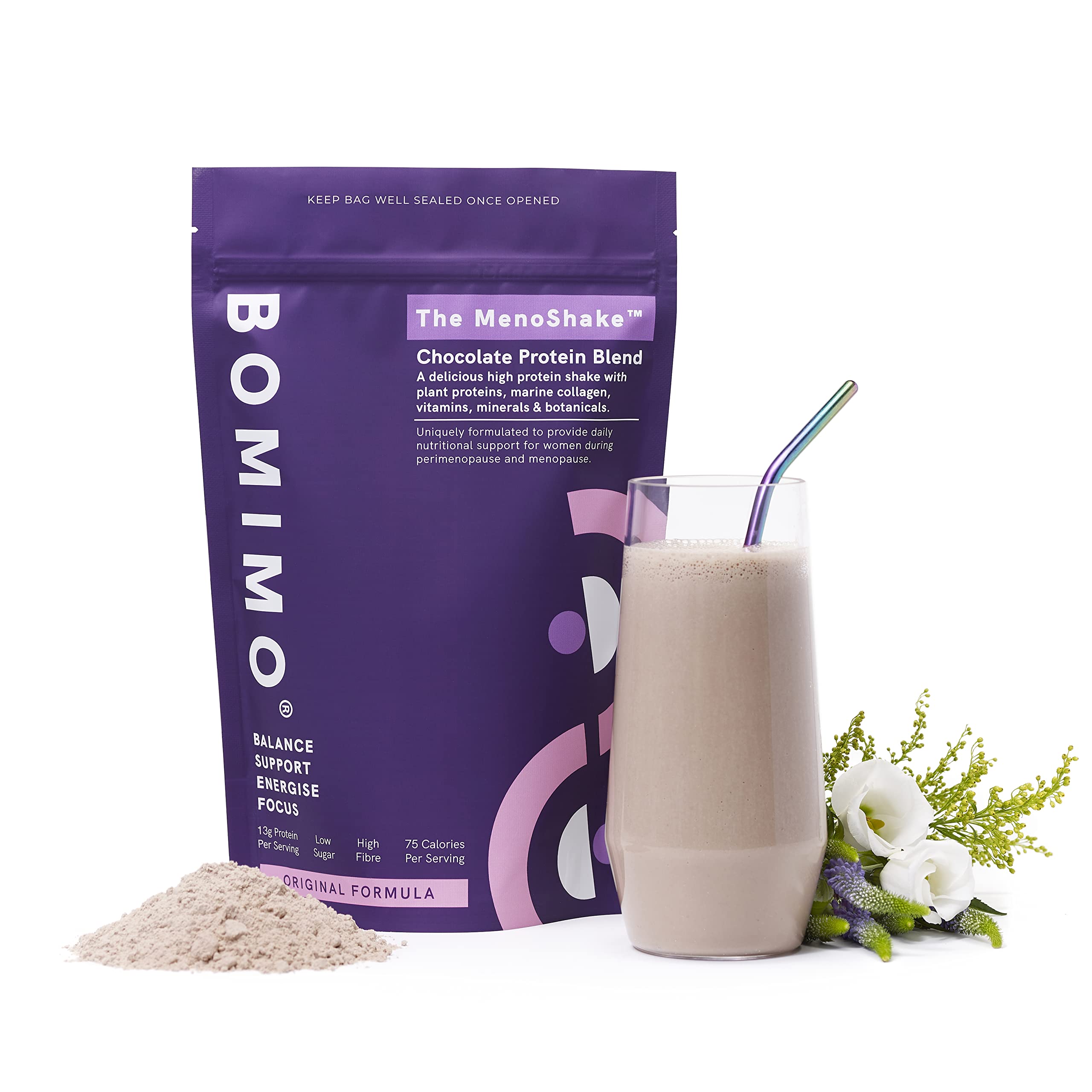 BOMIMO Menoshake Support for Women in Menopause Chocolate Protein