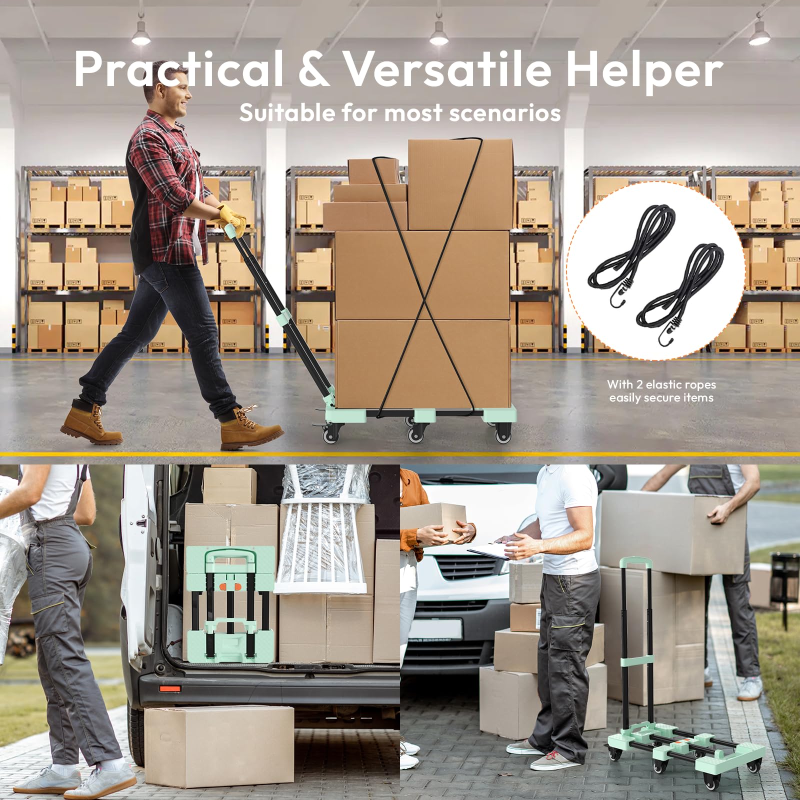 Folding Hand Truck - 500lbs Portable Dolly -6