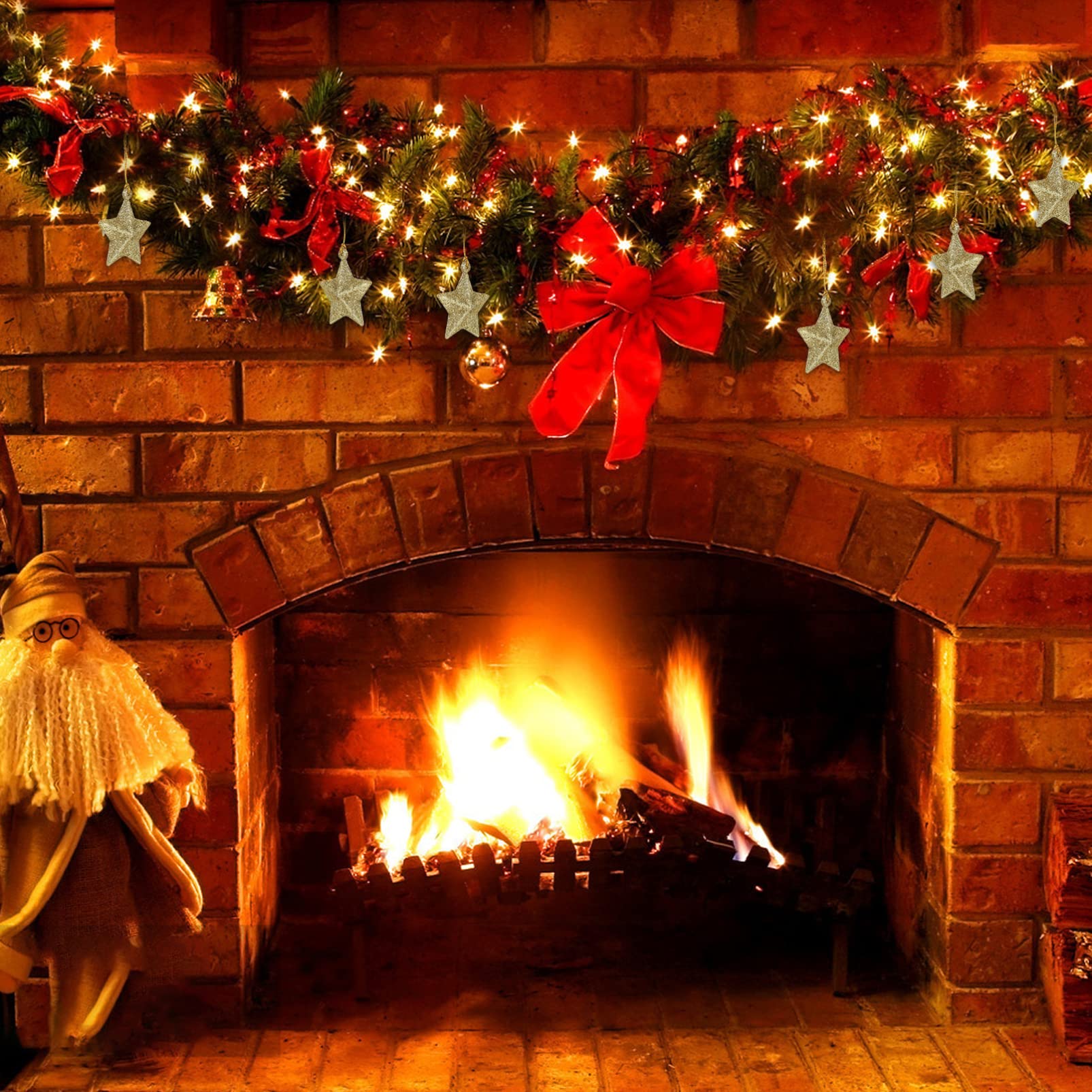 Zerodeko 30pezzi Stella Glitterata d Oro Forma di Stella Ciondolo Decorativo per Albero di Natale Decorazioni da Appendere per Albero di Natale