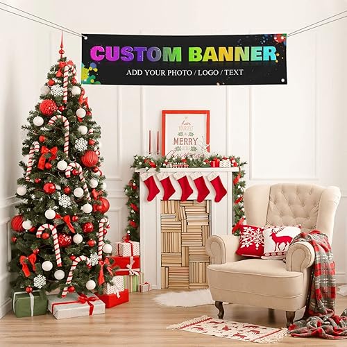 Miniatura 4 de Pancartas y letreros personalizados para fotos y texto, pancarta personalizada para exteriores para fiesta de cumpleaños, negocios, boda, decoración