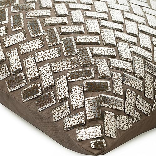 Miniatura 27 de The HomeCentric Funda de cojín, funda de cojín decorativa marrón de 20 x 20 pulgadas, fundas de almohada de piel sintética con textura y almohadas