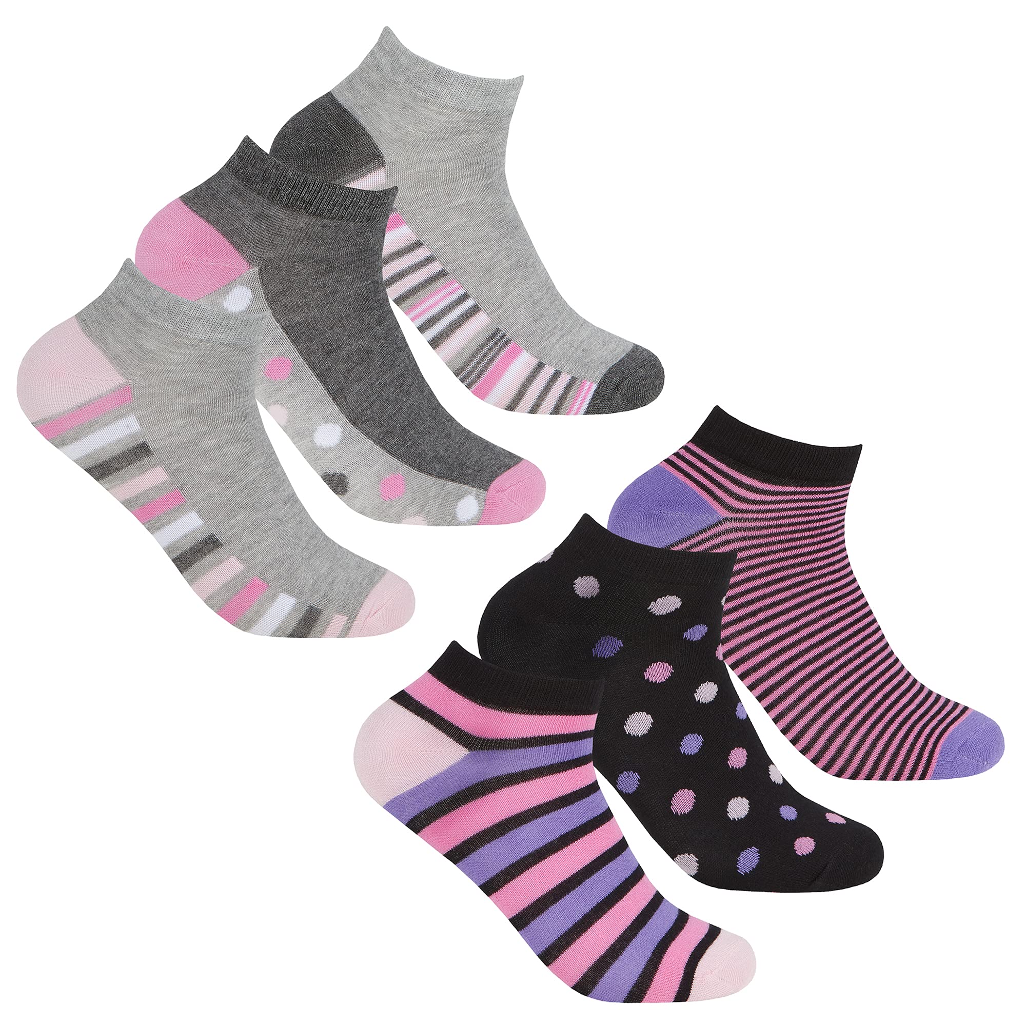 Undercover lingerie 6 Pairs Ladies Bamboo Trainer Socks 41B541 1x Each Colour
