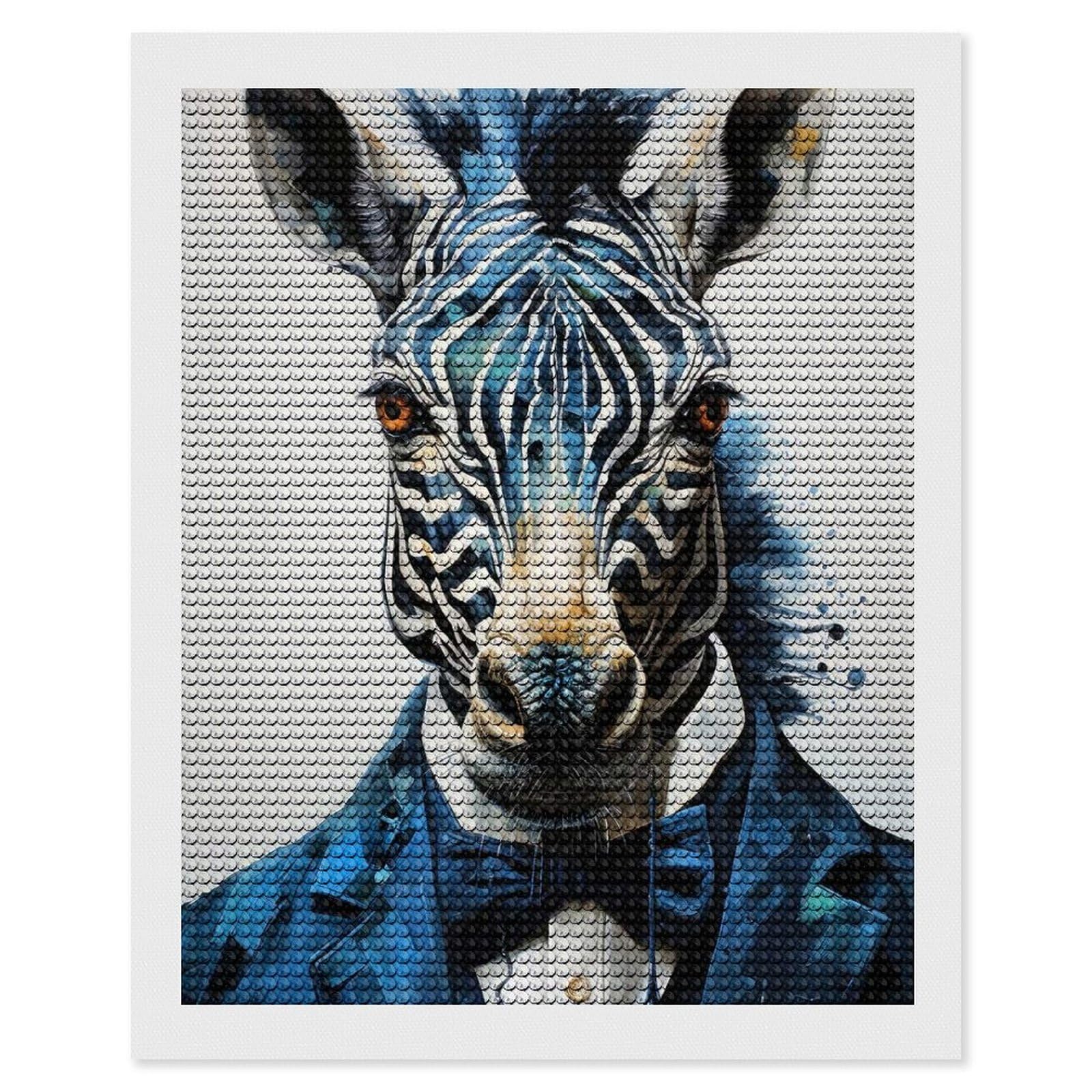 Junmoney Animal Zebra DIY Diamond Art Canvas Kit 16"x20", Farmhouse Decor, Vintage Style Decor, Handmade Wall Decor, Canvas Picture