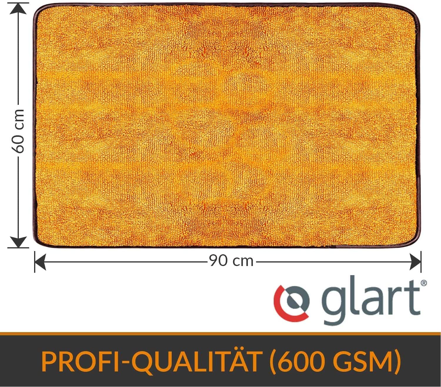 Glart 471PP6 6er Set Mikrofasertücher, 60x40 cm & 44WG Watergate super saugfähiges Auto Mikrofasertuch-Trockentuch, 60x90 cm, orange, 1 St. Microfasertuch f. Autopflege