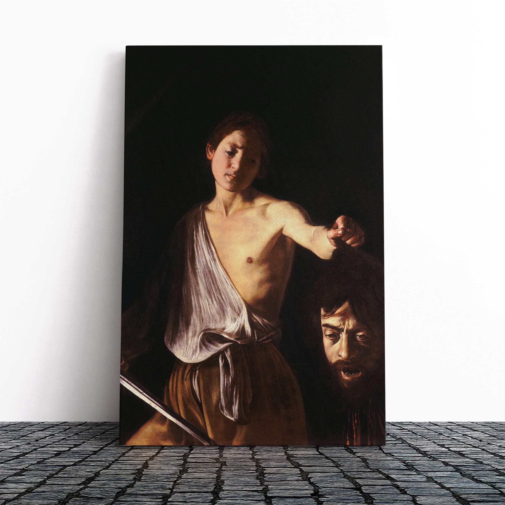 Michelangelo Caravaggio David with The Head of Goliath Canvas Print | Gallery Wrapped 30mm Frame Wall Art | 20x14 inches | Ready to Hang | Modern Picture | Living Room Bedroom Lounge Office