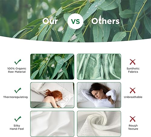 Miniatura 7 de Bedsure Lyocell - Paquete de 2 fundas de almohada refrescantes con cierre de sobre, fundas de almohada de seda ultra suaves y transpirables para