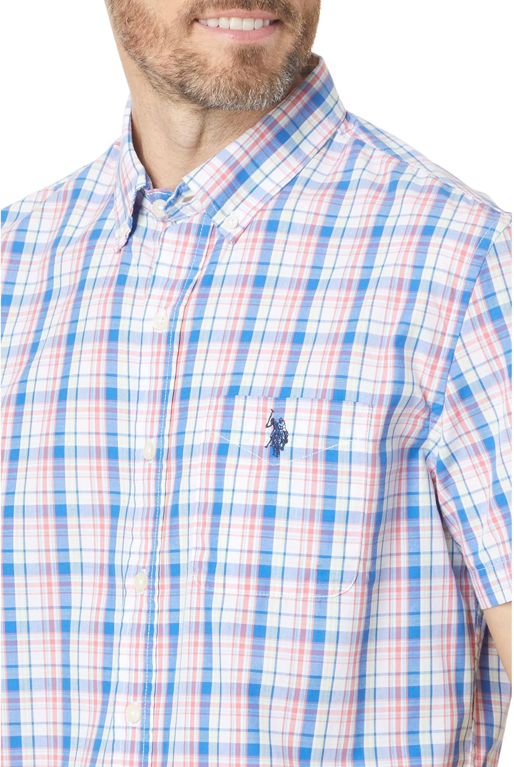 U.S. POLO ASSN. Short Sleeve CVC Yarn-Dye Poplin Woven Shirt - Image 3