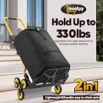 Upgraded Stair Climbing Hand Truck Dolly, 330Lbs Heavy Duty Folding Shopping Cart with Wheels, Portable Personal Shopping Cart Foldable with Bag for Moving, Groceries, Luggage, Travel & Office