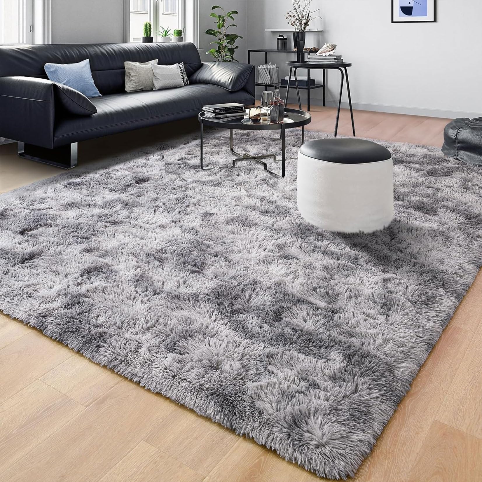 Tapis de chambre 260x350 cm gris clair doux et moelleux pour grand salon moderne