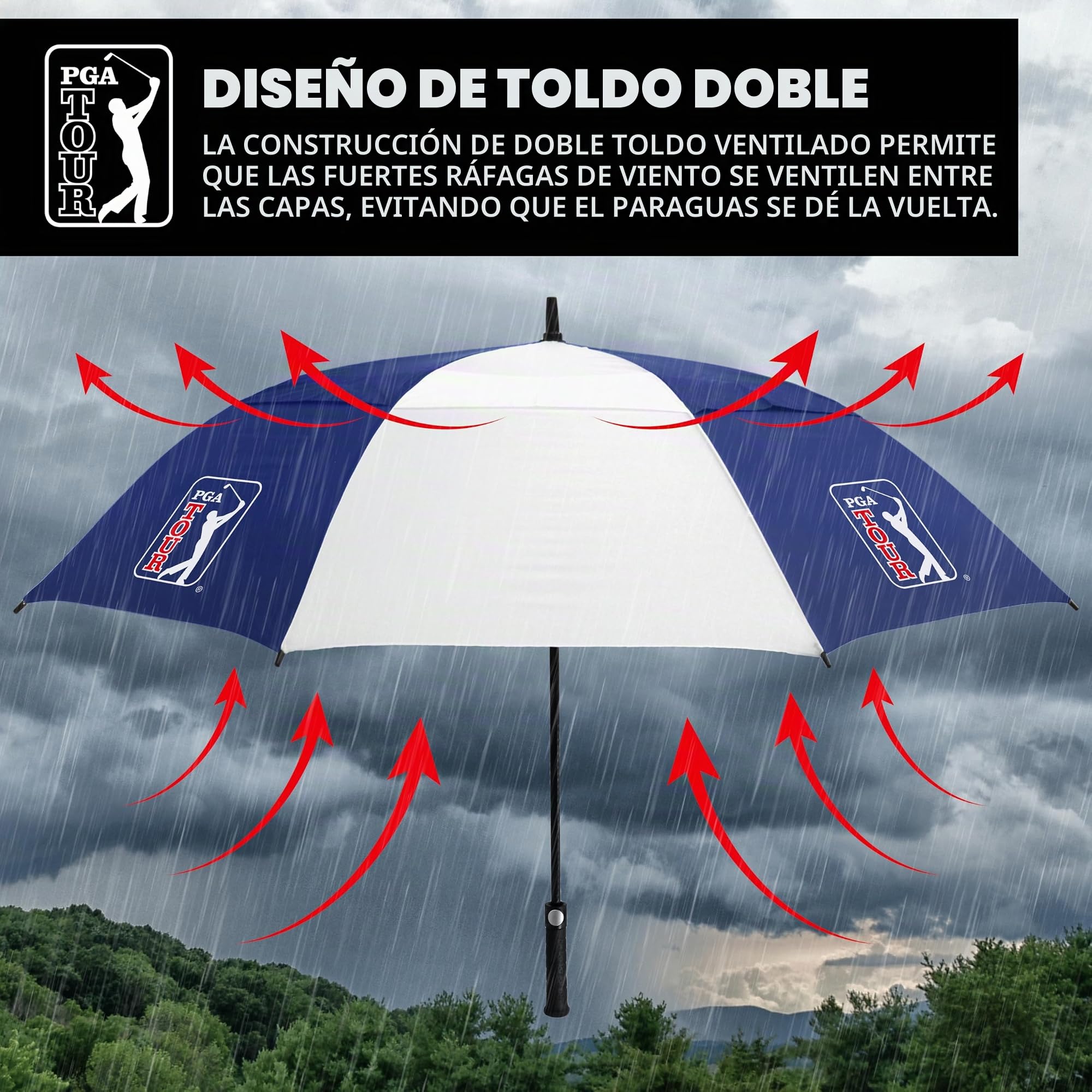 PGA Tour Paraguas resistente al viento golf 1,5 m