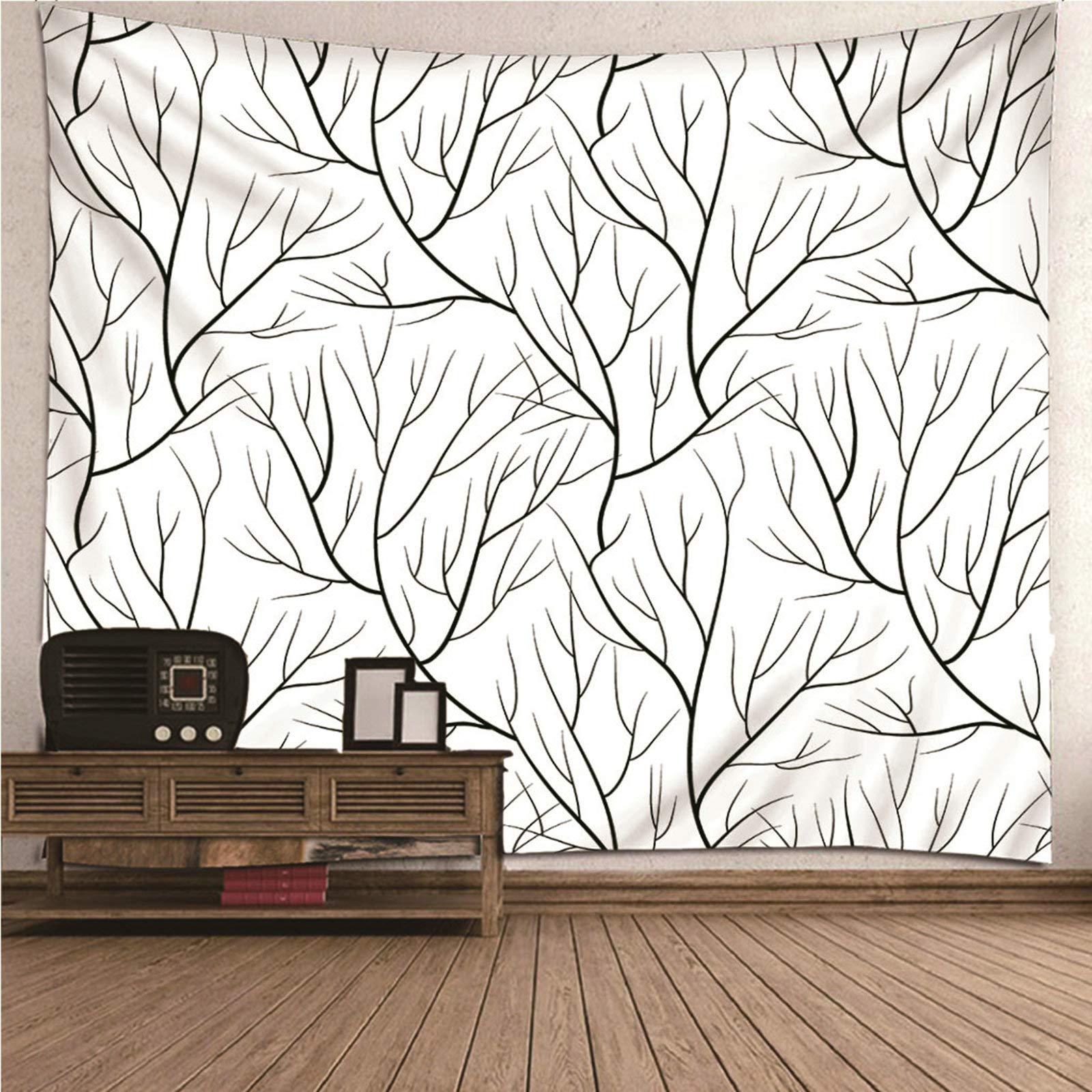 Tapiz de pared con ramas minimalistas para decorar un dormitorio moderno y lavable