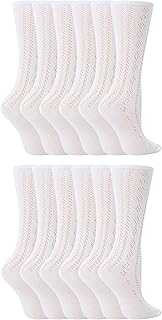 Calcetines largos de algodón para niña, 12 unidades, color blanco