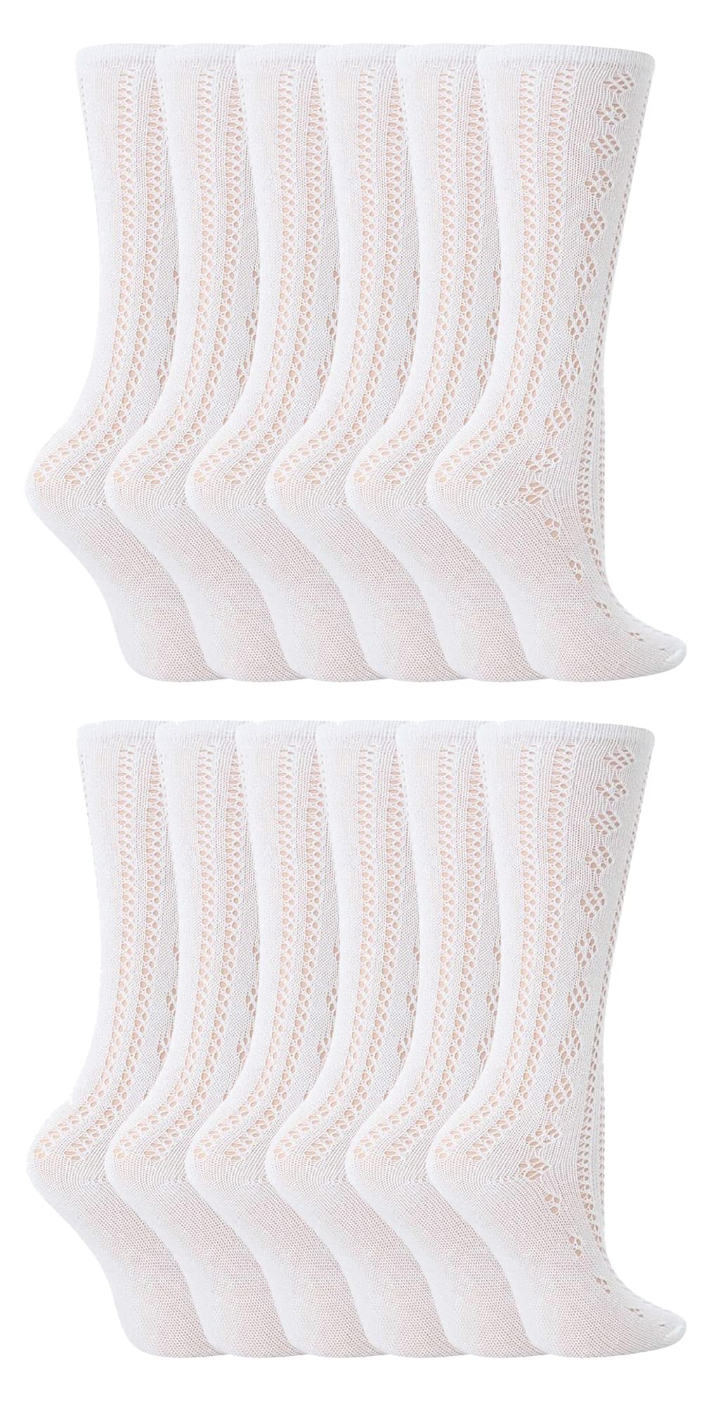 Sock Snob Girls White 12 Pack Cotton Rich Knee High Uniform Socks (1-2 Years, )