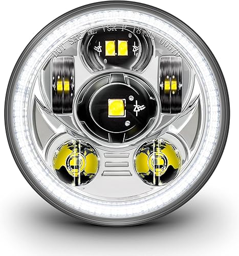 Vista 19 de TRUE MODS 5.75" (5 3/4) LED faro para Harley Davidson [acabado negro] redondo LED motocicleta faro para Dyna Street Bob Super Wide Glide Low Rider