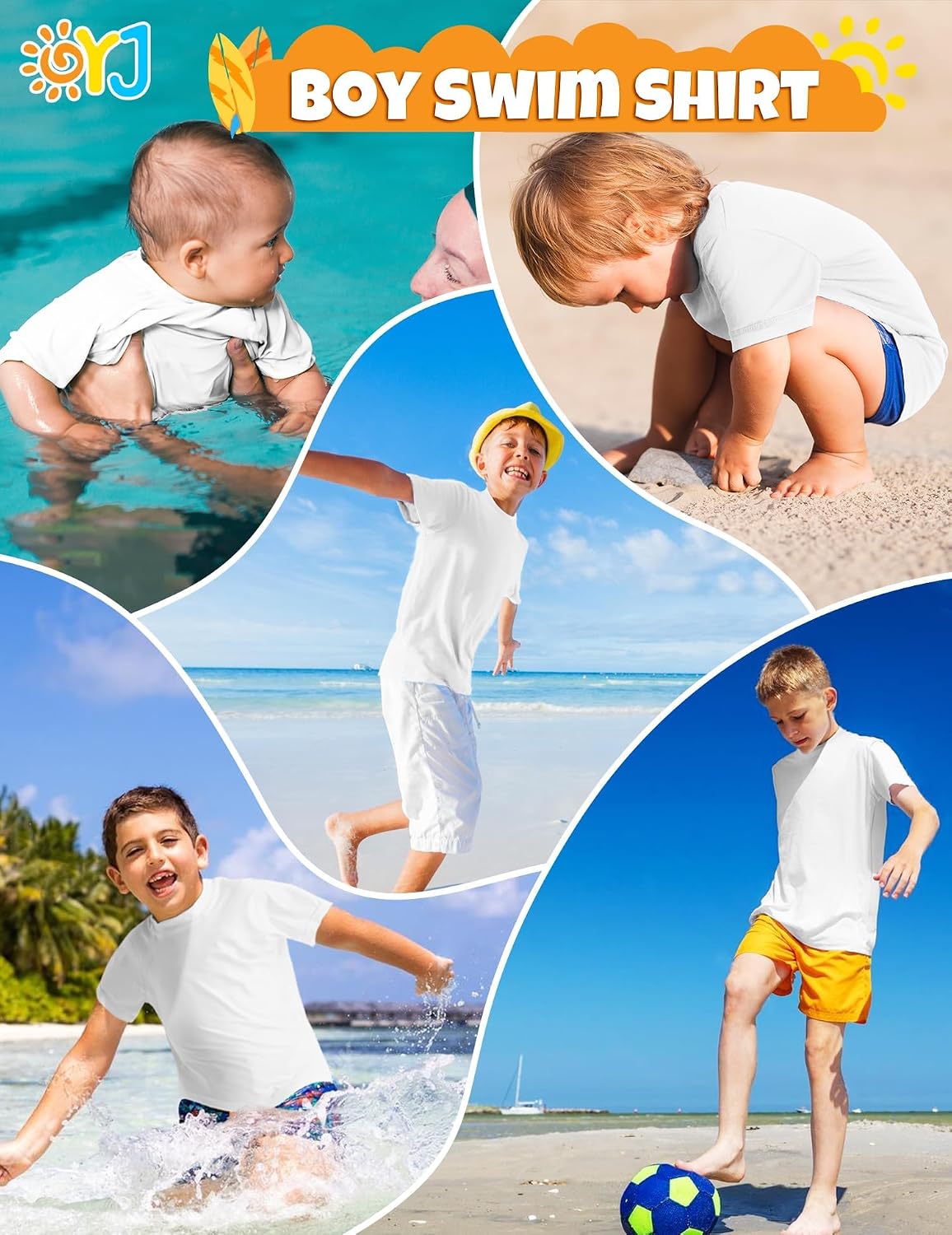 Boys Rash Guard Short Sleeve Swim Shirt UPF+ 50 Rashguard for Toddler Teens Water Sun Shirts Swim Wear Quick Dry