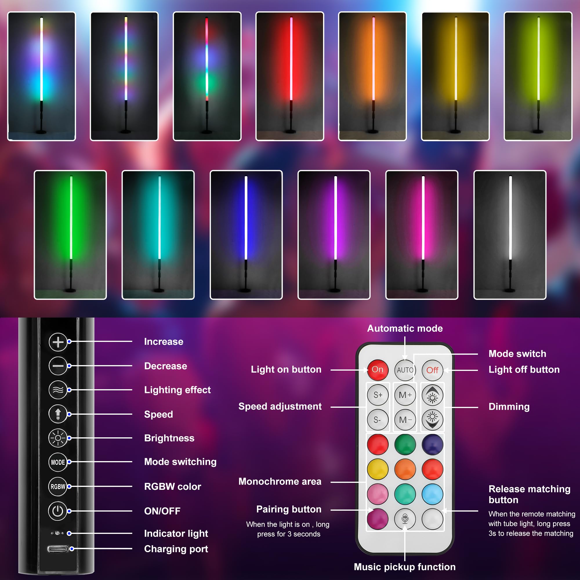 Amazon.com: ZDMDRGB 4Pack 5000mAh Battery Powered 4ft RGB led Tube