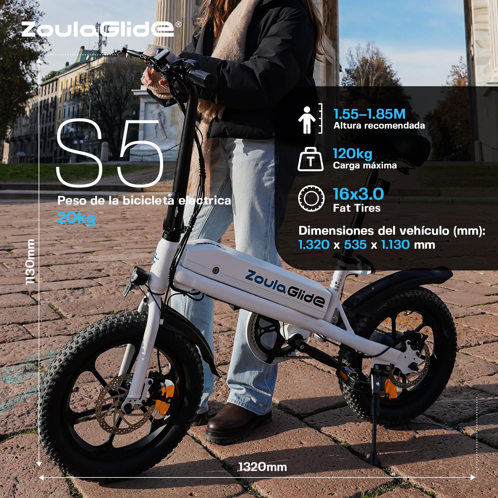 Bicicleta Eléctrica Plegable de 16x3, Batería Extraíble | 45km Autonomía, 25km/h con Asistencia de Pedal, Pantalla LCD, Asiento Ajustable, para Adolescentes y Adultos