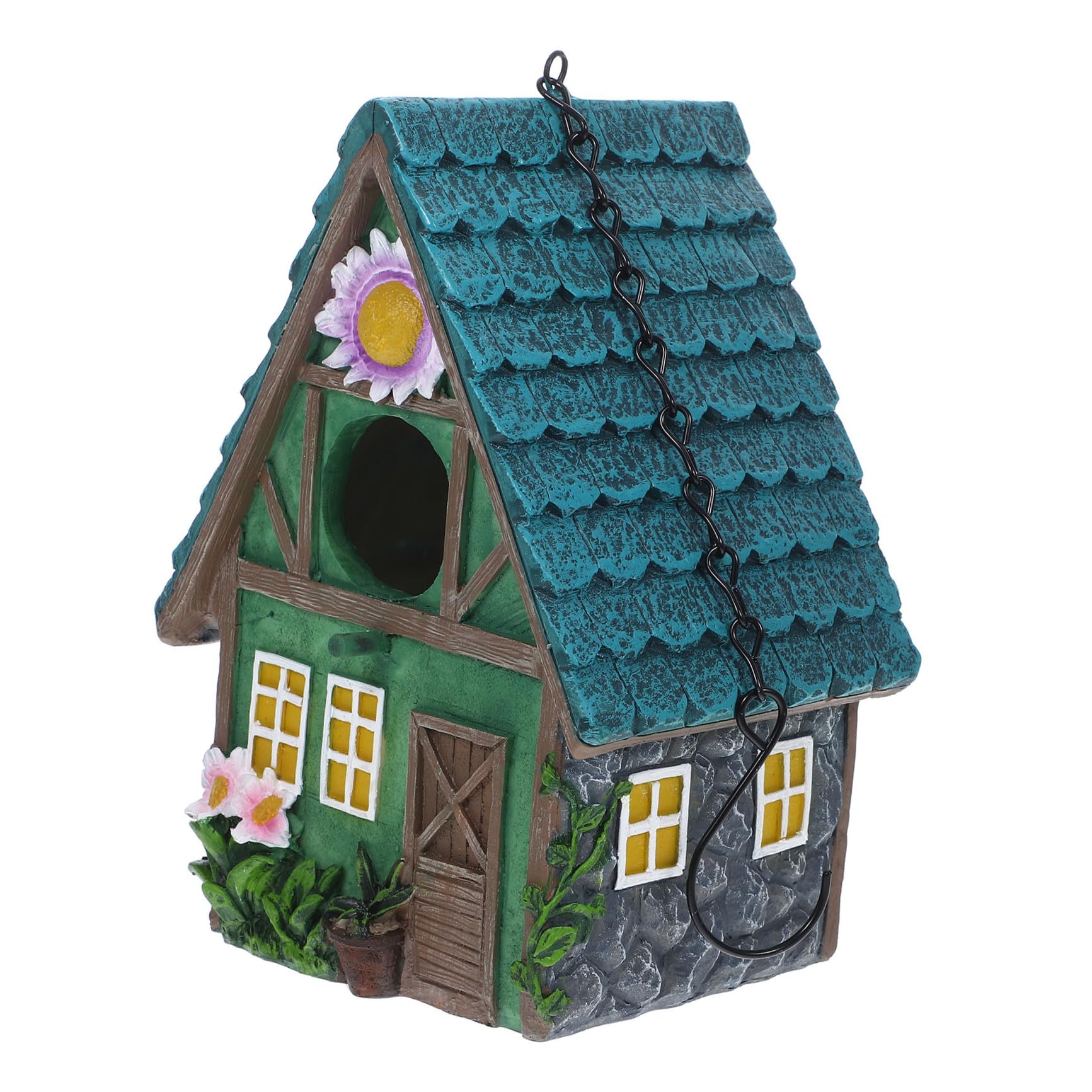 SHINEOFI Nido de Loro Decorativo para Jardín Exterior, Nido de Pájaro de Resina Resistente al Invierno, Refugio para Aves Pequeñas, Manualidades Creativas para Decoración de Patio