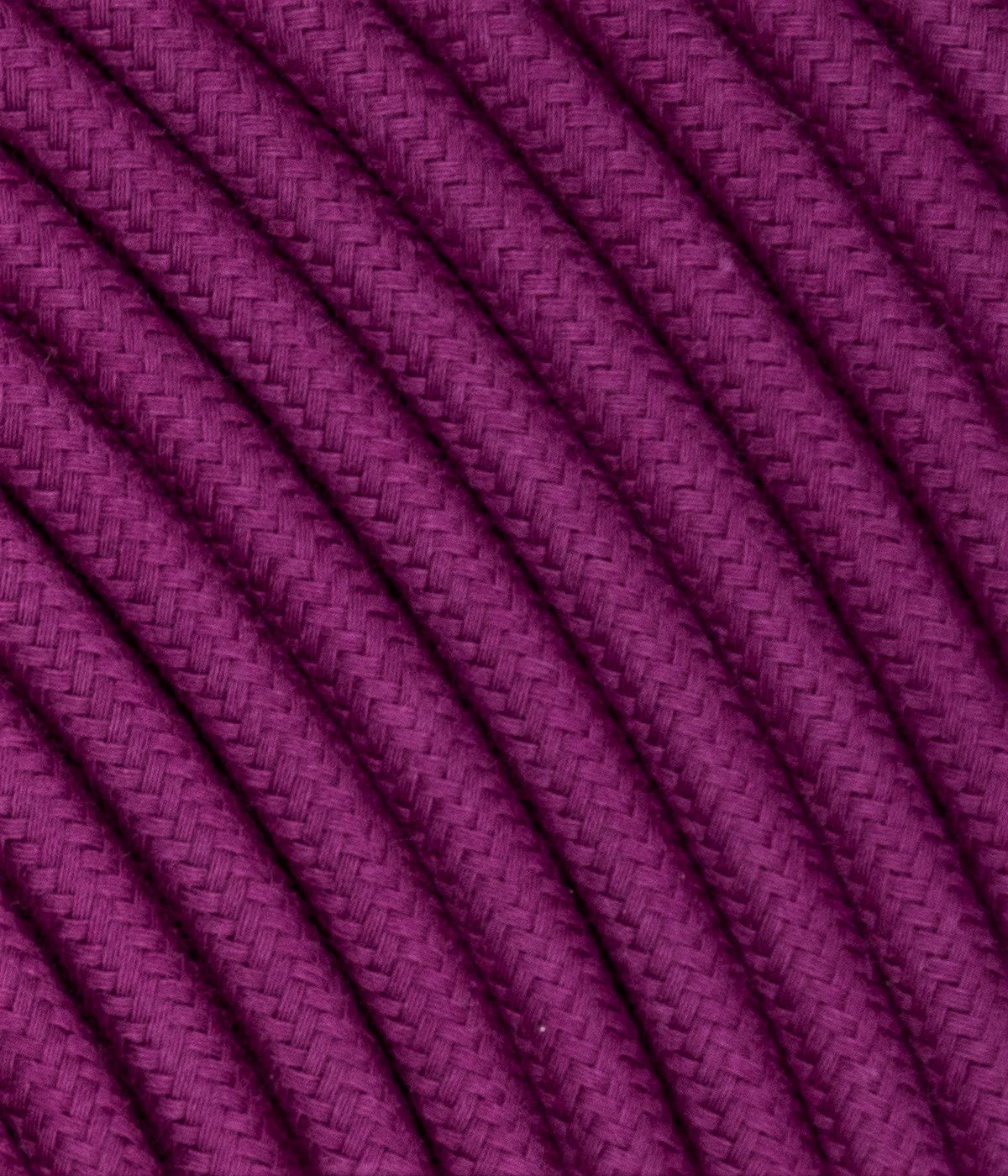 LaMorell LightDesign Cable textil para lámpara, cable de tela de 2 hilos (2 x 0,75 mm²), color violeta ciclamen. Fabricado en Italia (20 metros)