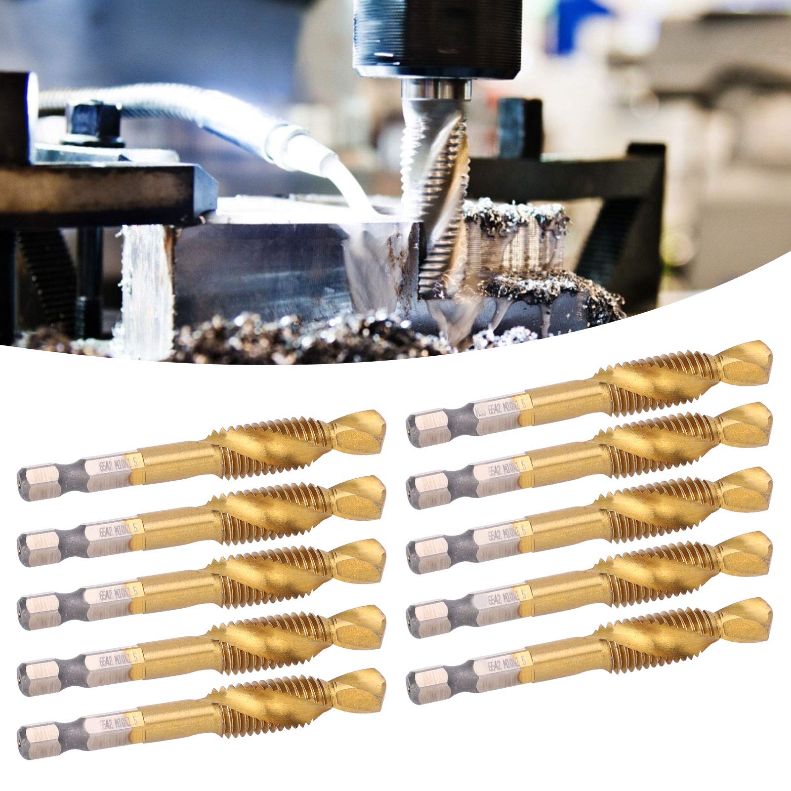 10 punte per maschiatura con rivestimento in Ti M10 HSS trapano con codolo a 6 angoli utensile per maschiatura vite accessorio per macchina