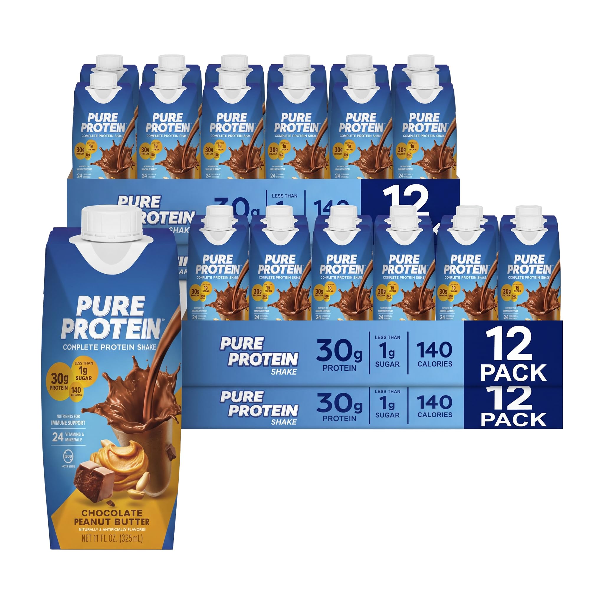 Pure Protein Strawberry Protein Shake, 30g Complete Protein, Ready to Drink and Keto-Friendly, Vitamins A, C, D, and E plus Zinc to Support Immune Health, 11oz Bottles, 12 Pack — Amazon image 7