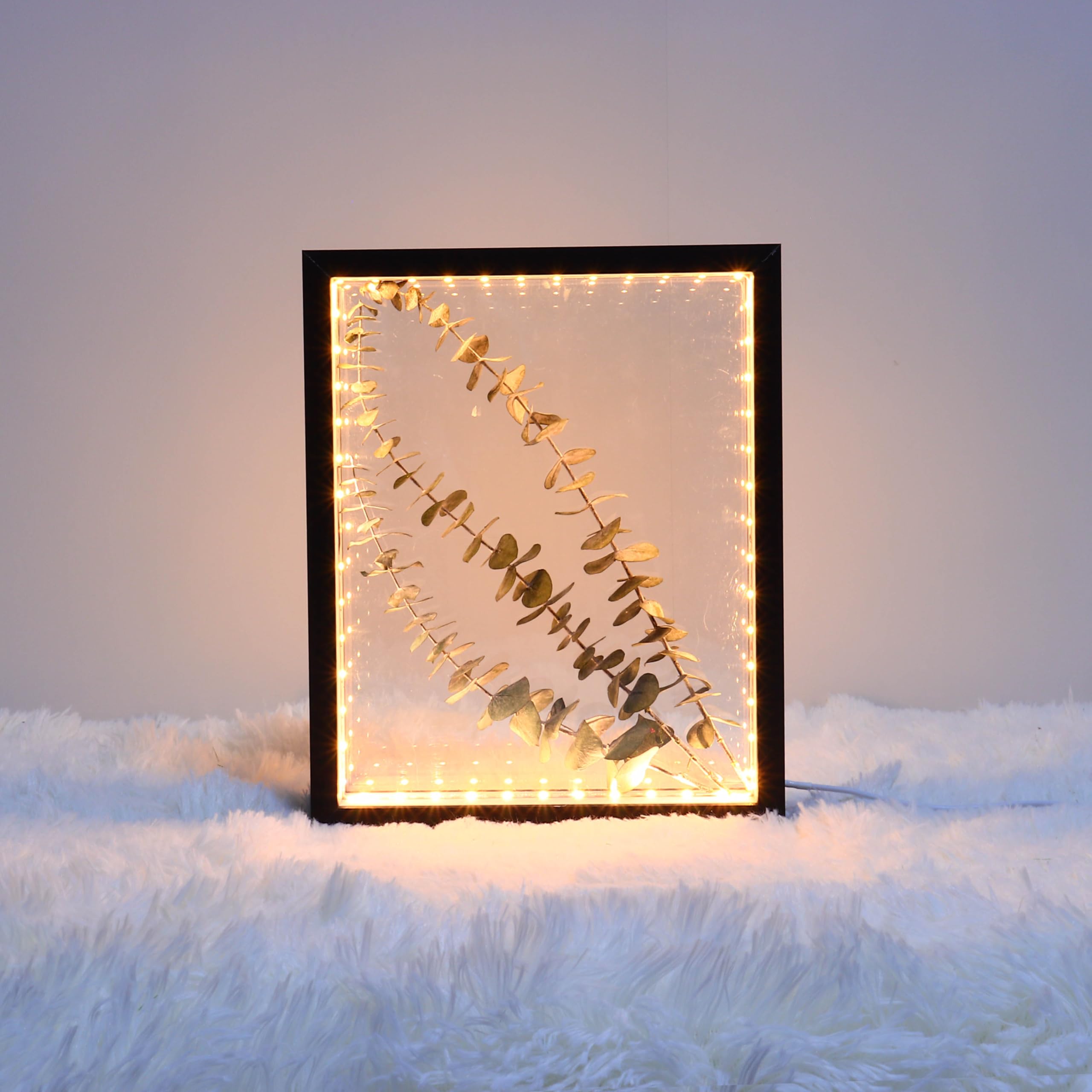 HanYun 3D Bilderrahmen Zum Befüllen mit LED-Lichterketten, 21.5X26.5cm Bilderrahmen Schwarz n tiefer 3.8cm, Objektrahmen 3D Rahmen für Objekte Bilder Blumen Erinnerungsbox für Andenken (Schwarz)