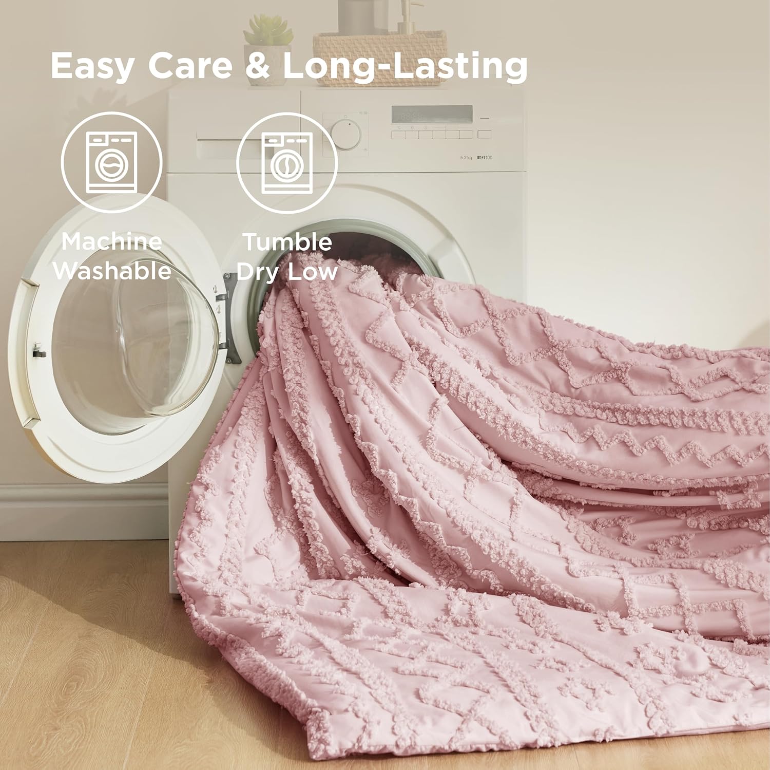 Bedsure Tufted Boho Comforter Set Twin Size - Pink Boho Bed Set, GentleSoft™ 2 Pieces Farmhouse-Style Embroidery Bedding, Gifts for Woman, Soft Jacquard Twin Comforter for All Seasons thumbnail