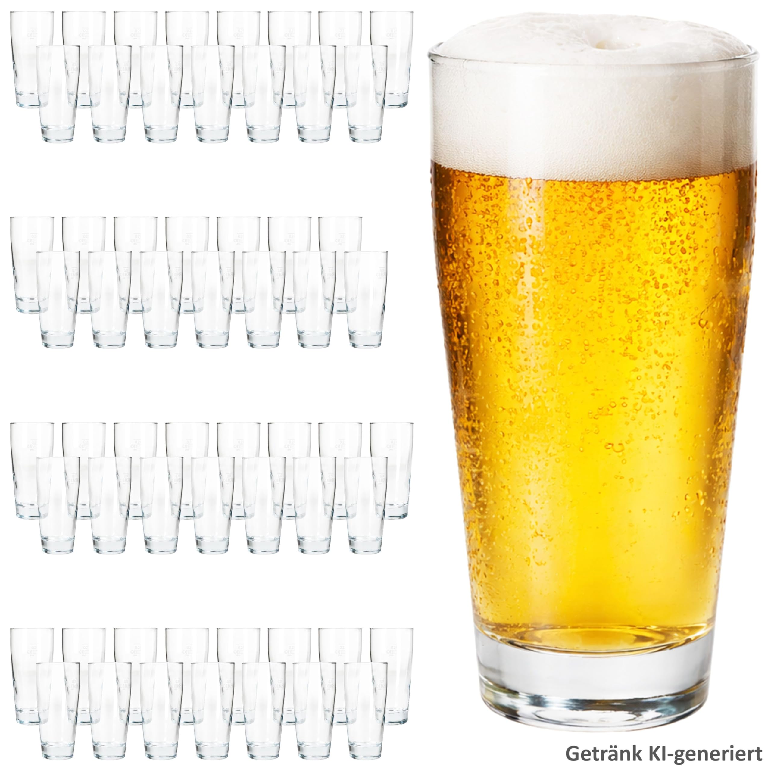 MamboCat 60er Set Willibecher 0,2 L geeicht I Biergläser aus klarem Glas mit Eichstrich I Trinkgläser für Bier, Wasser, Cocktails & Softgetränke ideal für Gastro, Bars & Restaurants