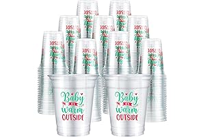 50 Pcs Christmas in July Disposable Plastic Cups: Baby It's Warm Outside