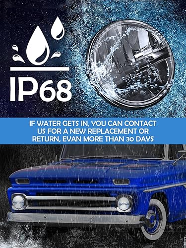 Miniatura 8 de ZIMABLUE Faros delanteros LED de 7 pulgadas, 2 unidades, luz blanca fría, luz alta y baja, faros delanteros redondos de 7 pulgadas, H6024, faro LED