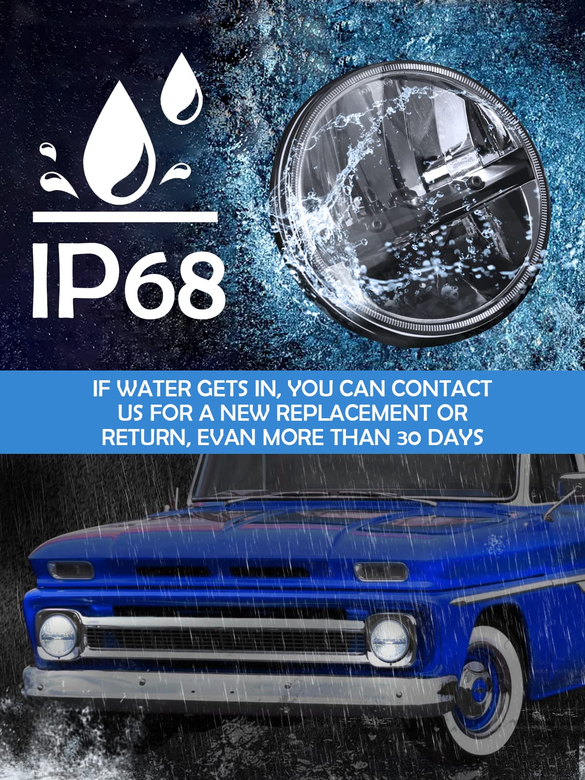 ZIMABLUE 7 inch LED Headlight 2PCS Cool White High Low Beam Plug and Play 7" round Headlights H6024 LED Headlight DOT Approved Compatible with Jeep Wrangler JK TJ CJ, Truck SUV etc (Reflector (2pcs))