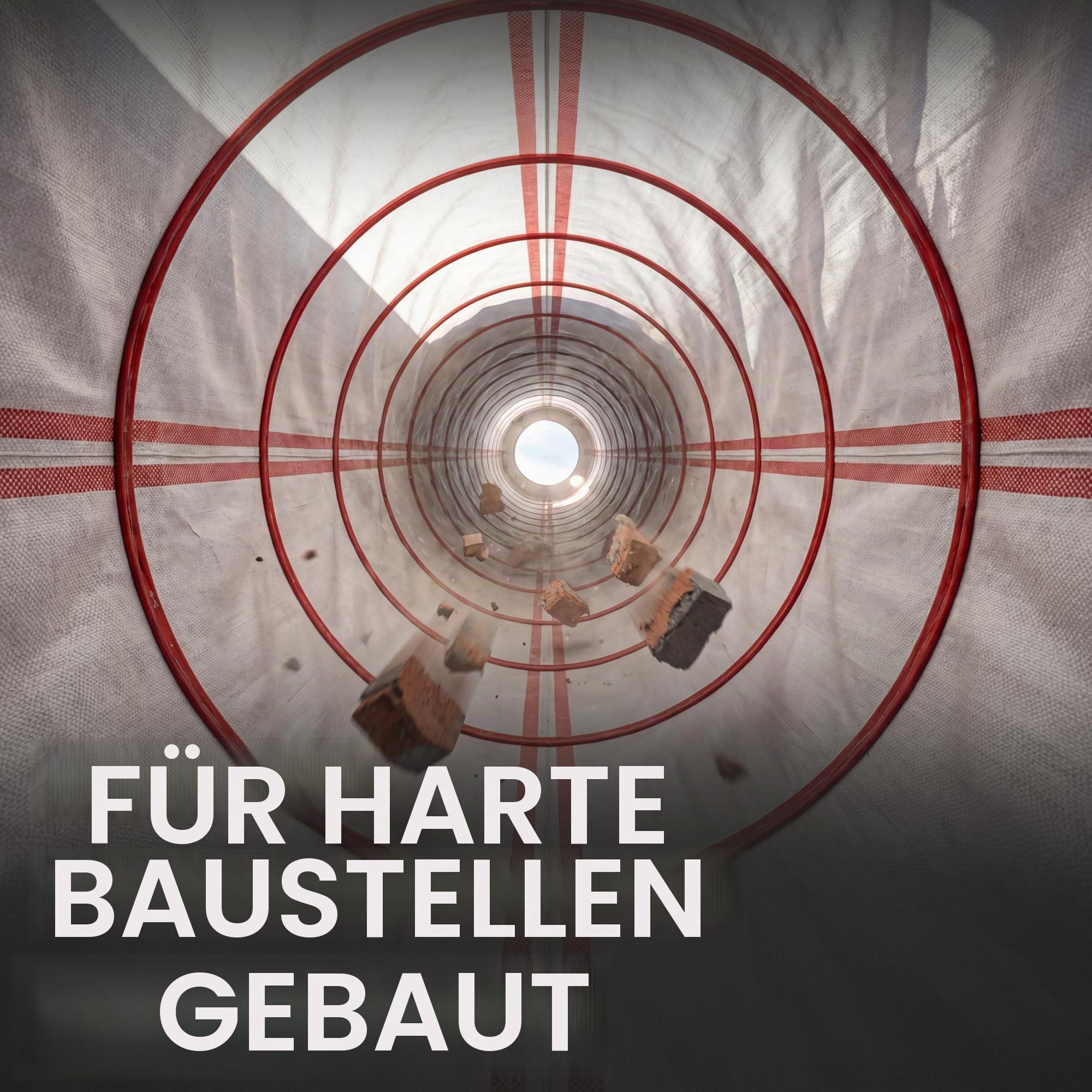 Flexible Schuttrutsche 5m | Bauschuttrutsche mit Einfülltrichter & Spanngurten | Robuste Abfallrutsche für Bauschutt, Renovierung & Baustelle | Schnelle Montage & Platzsparend