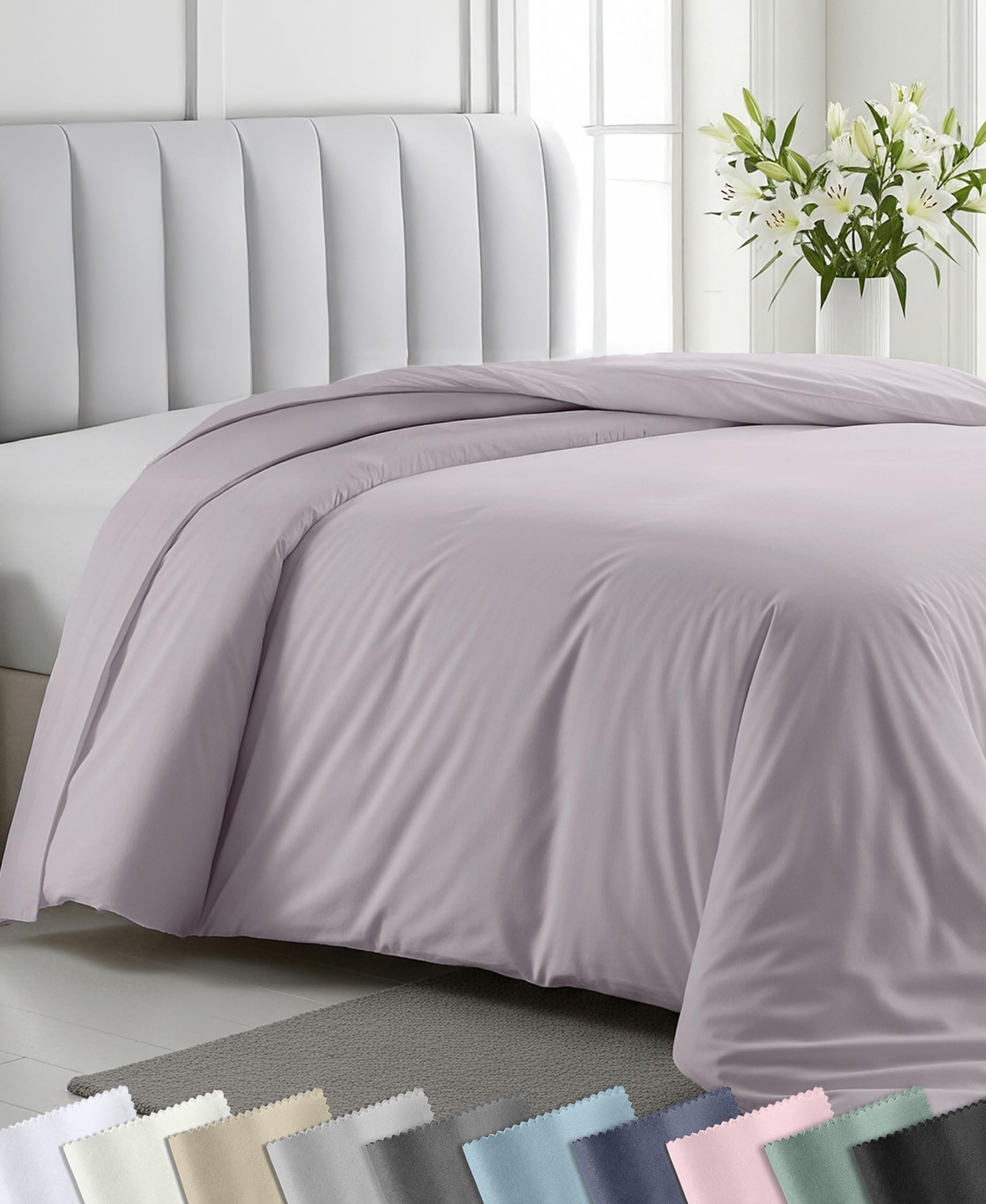 California Design Den Luxury Twin XL Duvet Cover, Dusky Lavender Grey