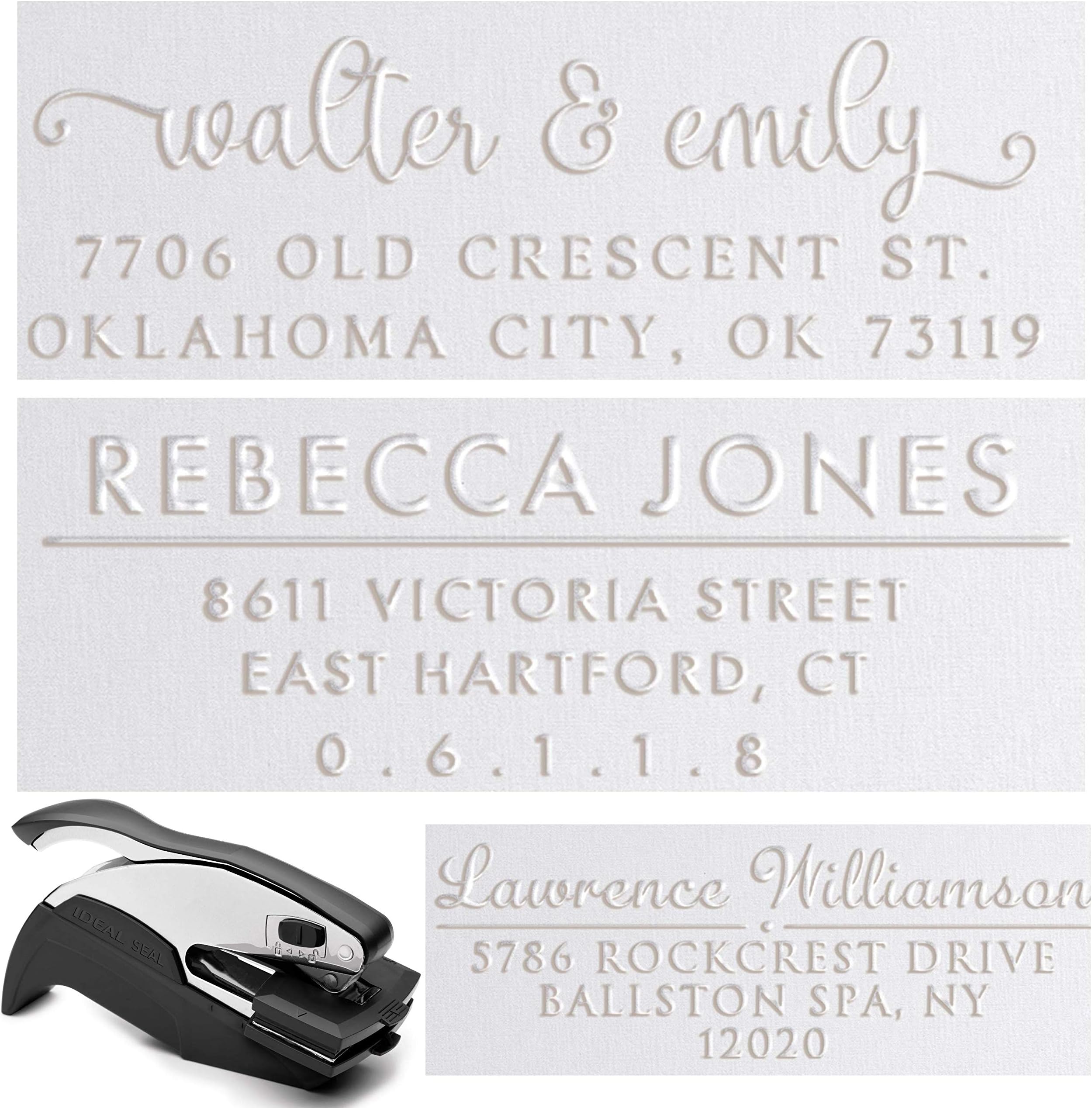 10+ Embosser Designs Personalized Custom Address Embosser Seal Desk Handheld Wedding Invitation Seal Embosser Personalized Customized 2" x 1" (Rectangle Embosser2)