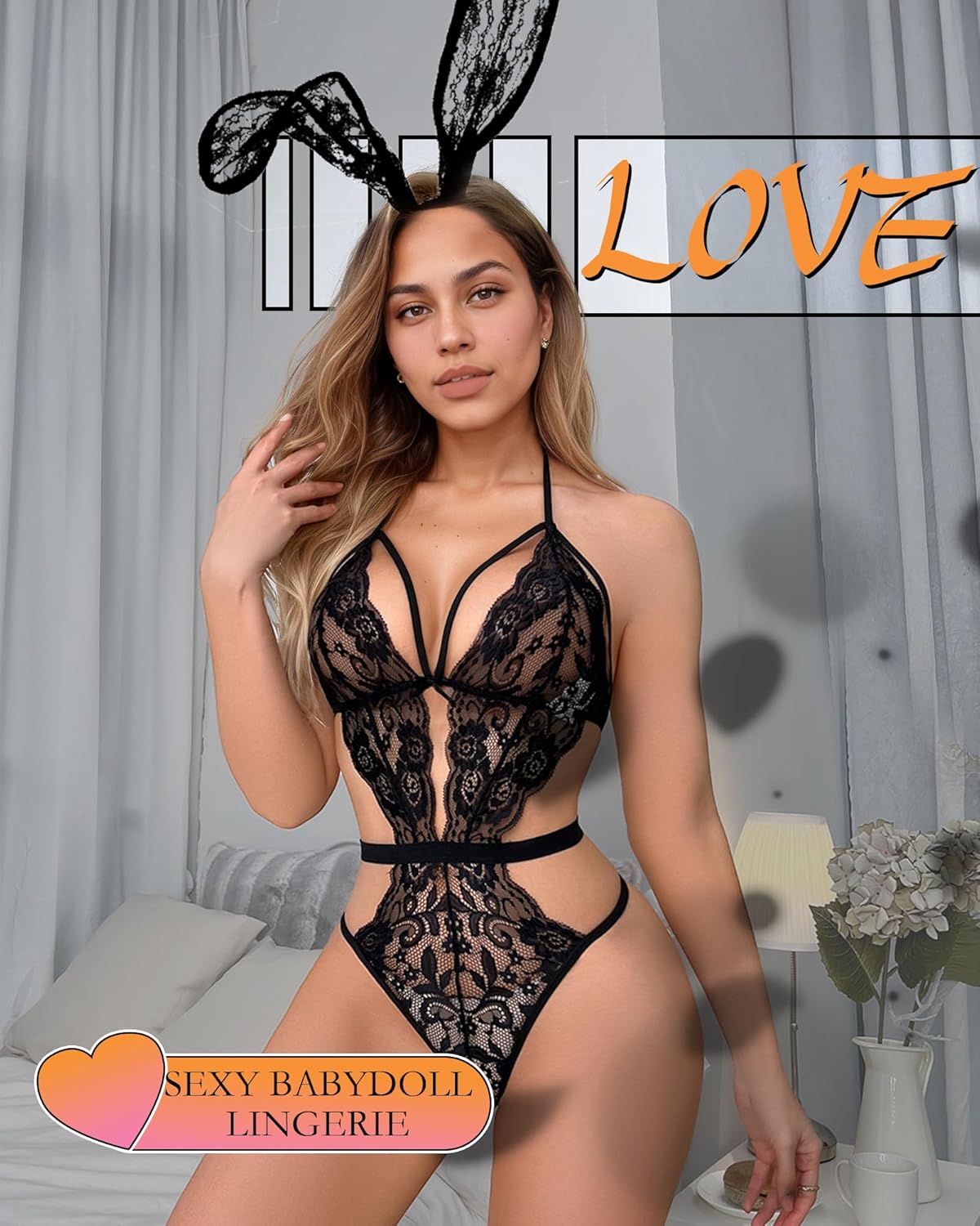 Sexy Women Lingerie High Cut Babydoll One-Piece Women's Lingerie Teddy Lace Bodysuit for Valentine (XS-XXL) - Image 3